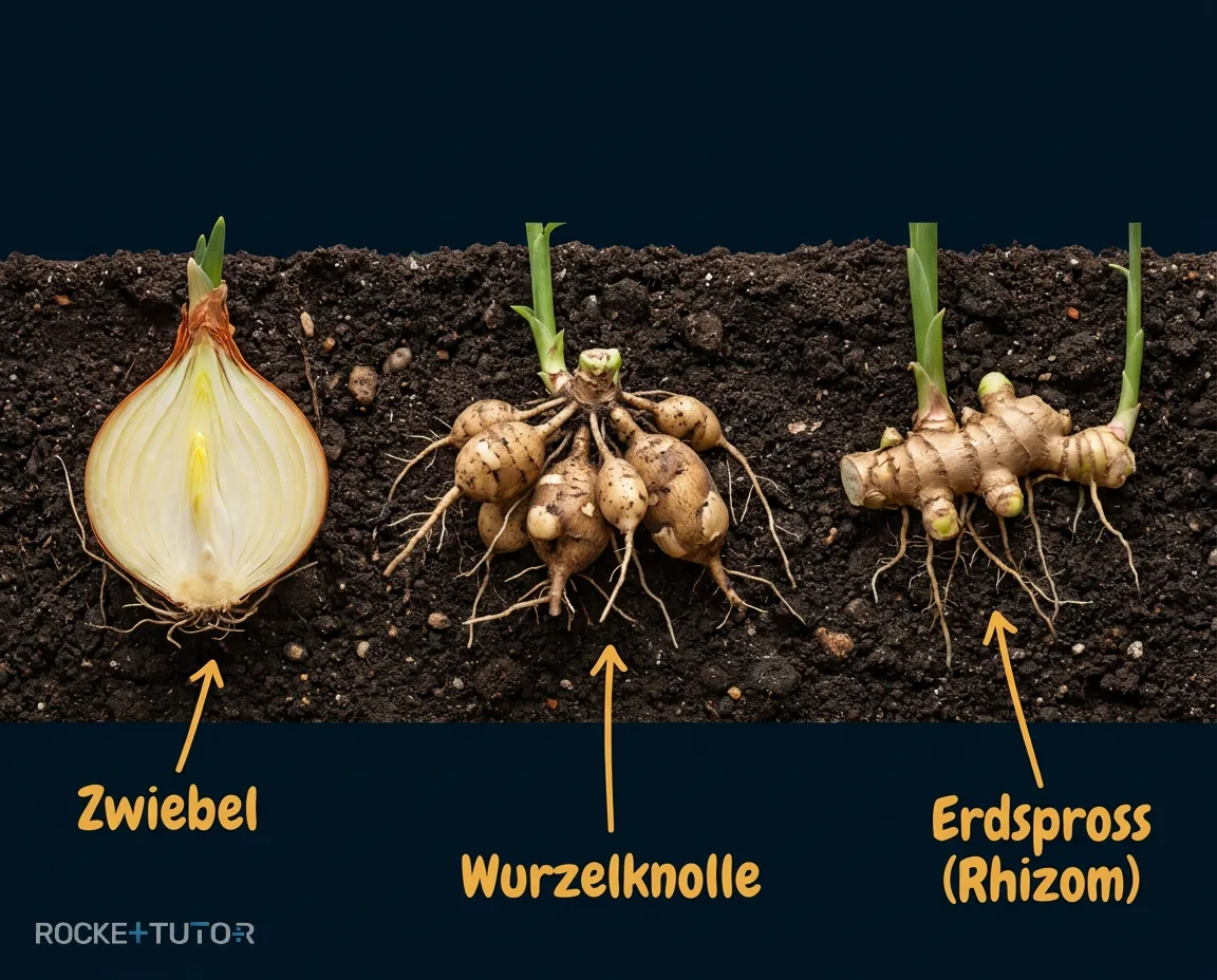 Verschiedene Speicherorgane von Frühblühern