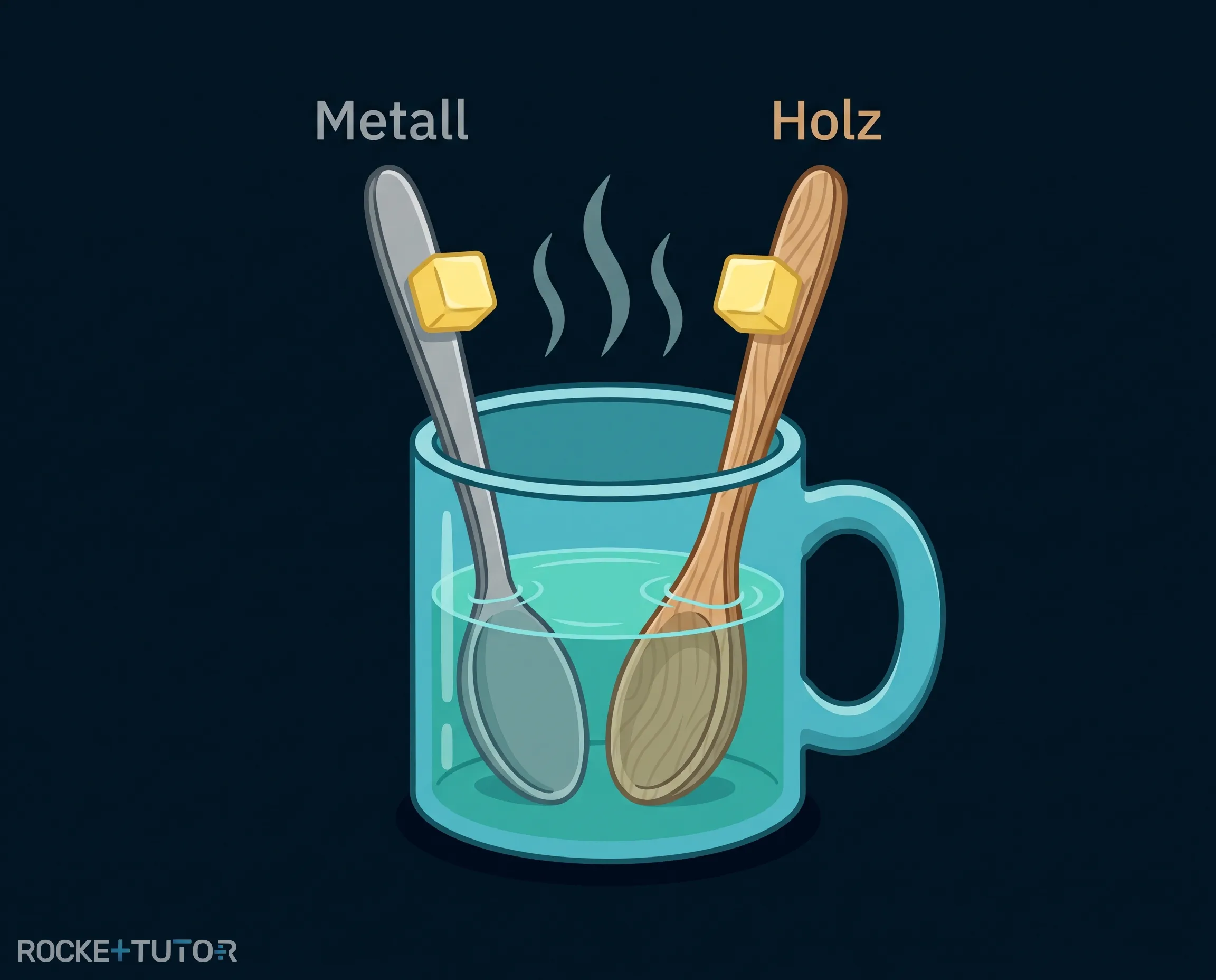 Tasse mit Wasser und Löffeln