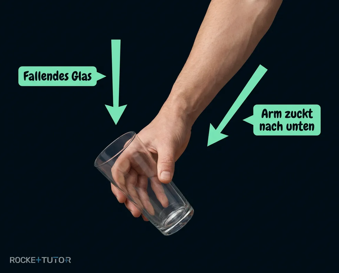 Reflex beim Glas fangen