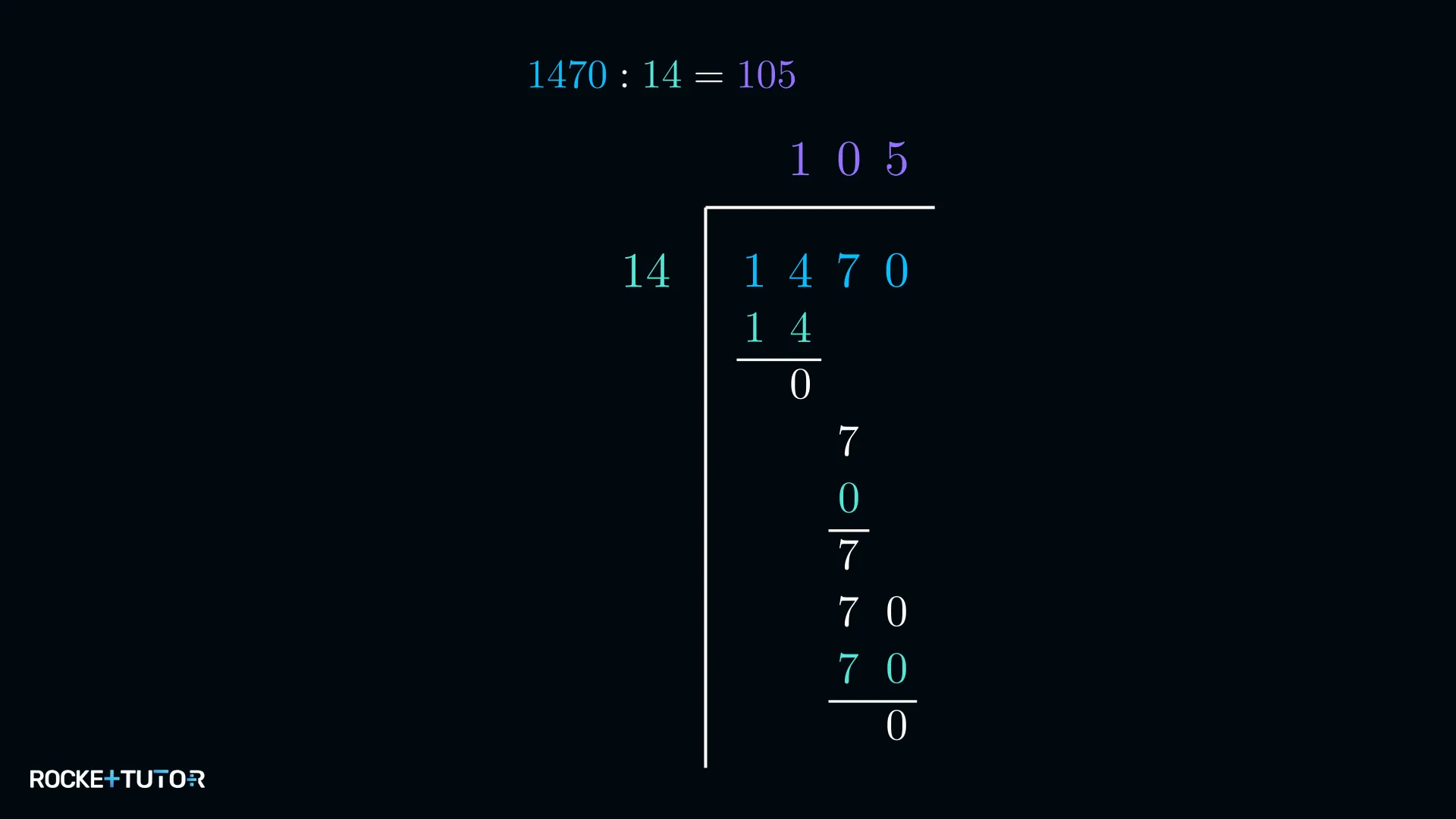 Schriftliche Division 1470 geteilt durch 14