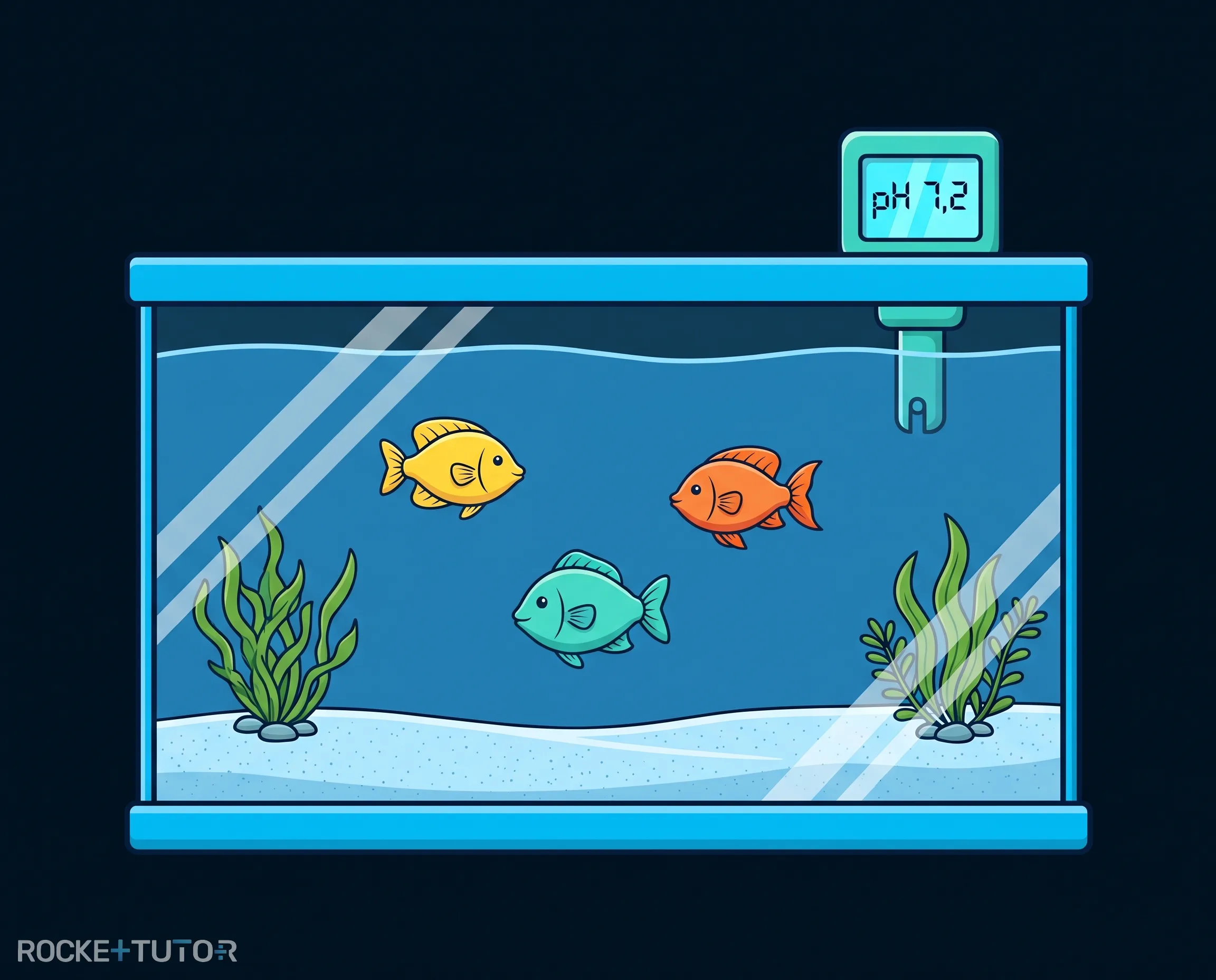 Aquarium mit Fischen und pH-Wert