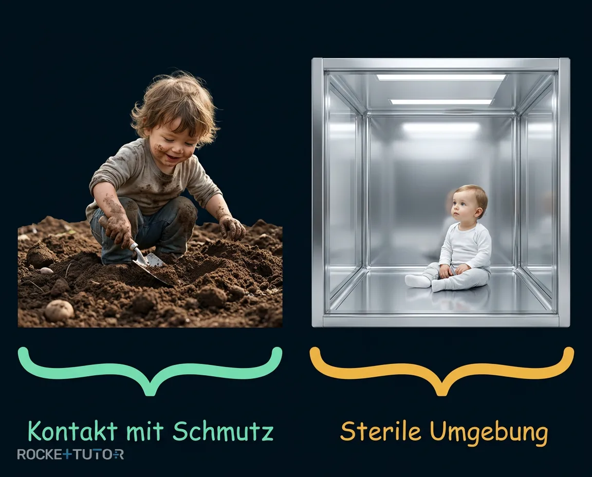 Kind spielt im Schmutz draußen
