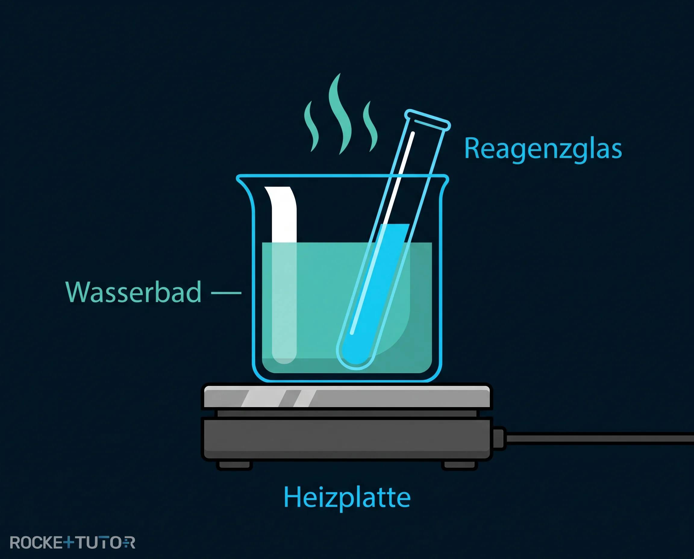 Reagenzglas im heißen Wasserbad