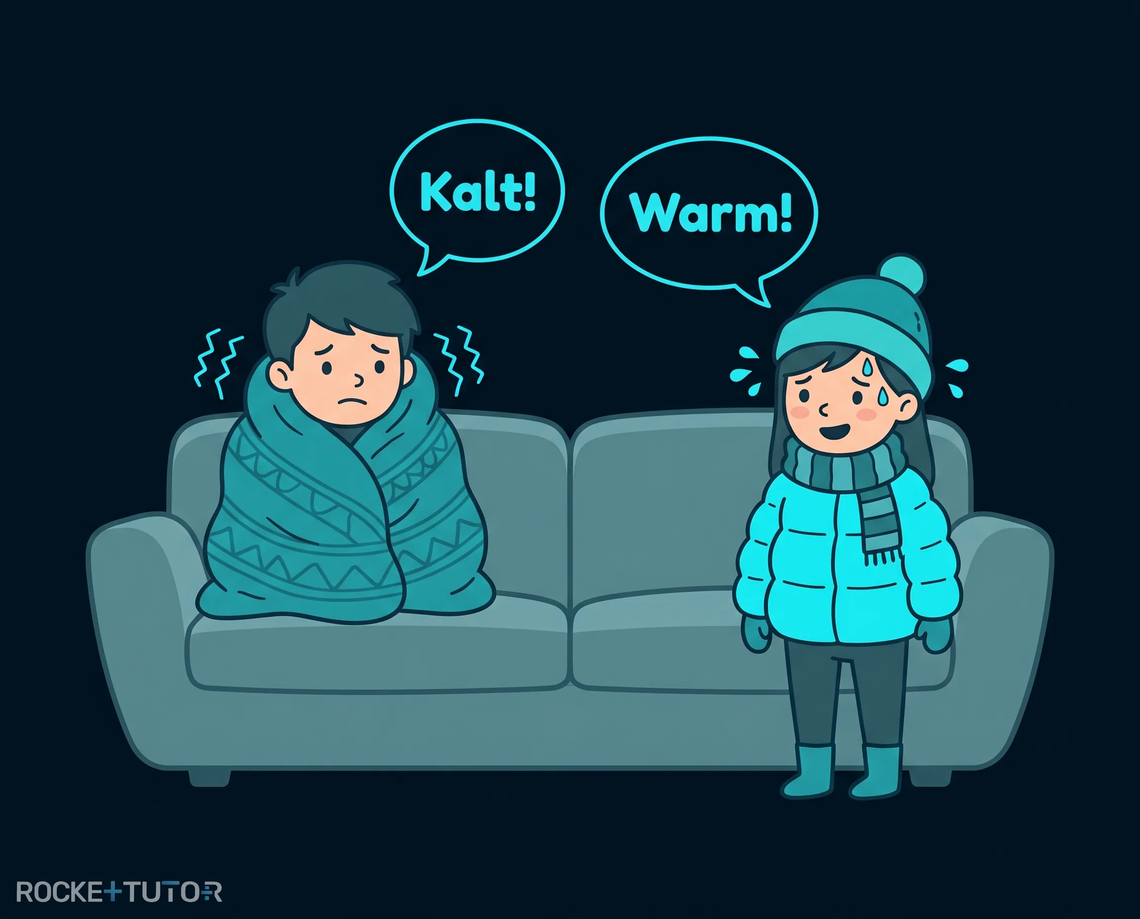 Zwei Kinder streiten über Raumtemperatur