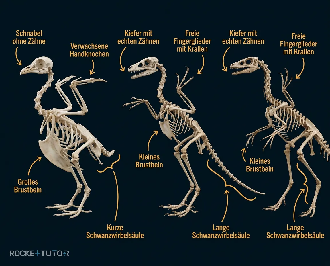 Skelettvergleich Vogel und Dinosaurier
