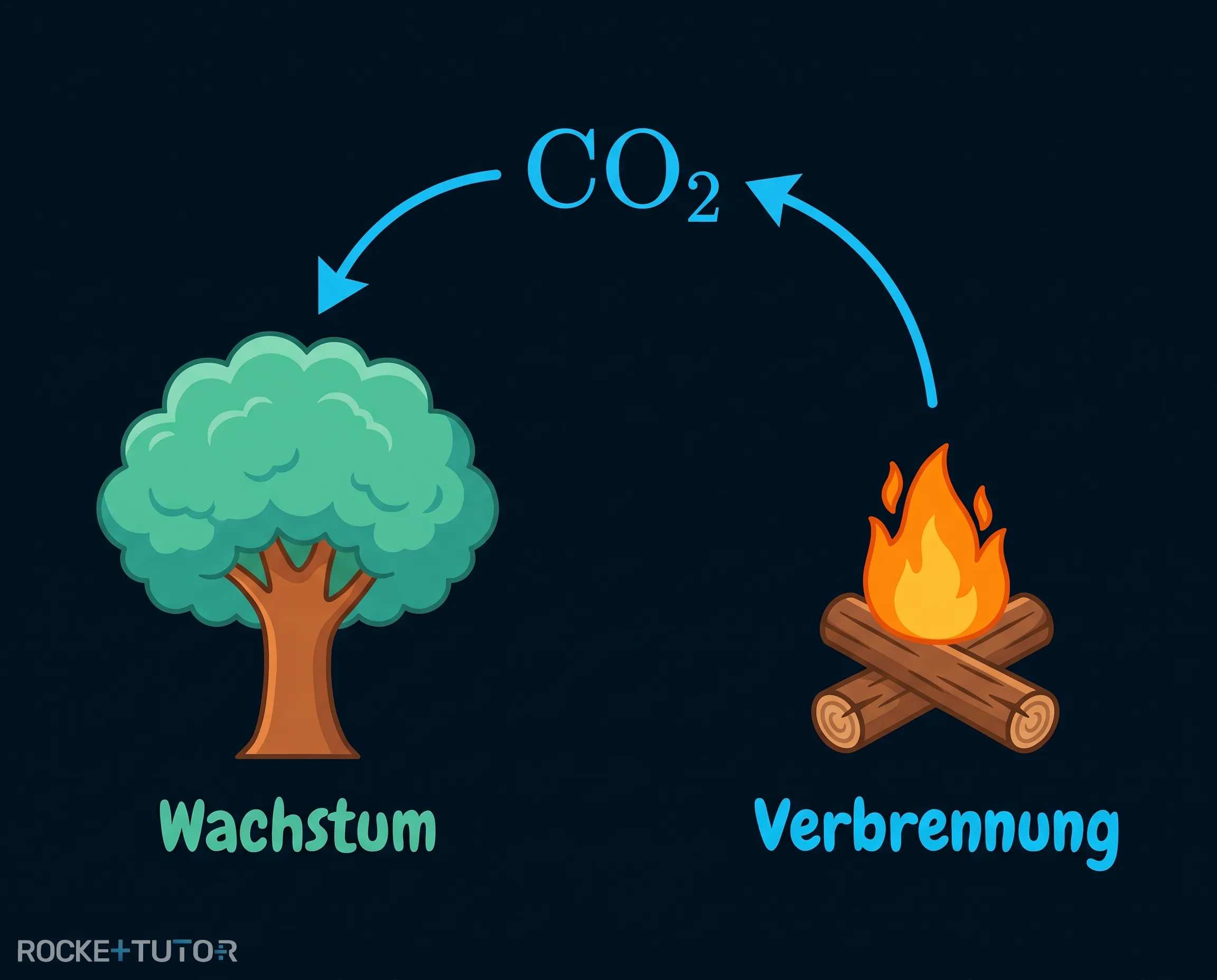 Kohlenstoffkreislauf der Biomasse mit Baum
