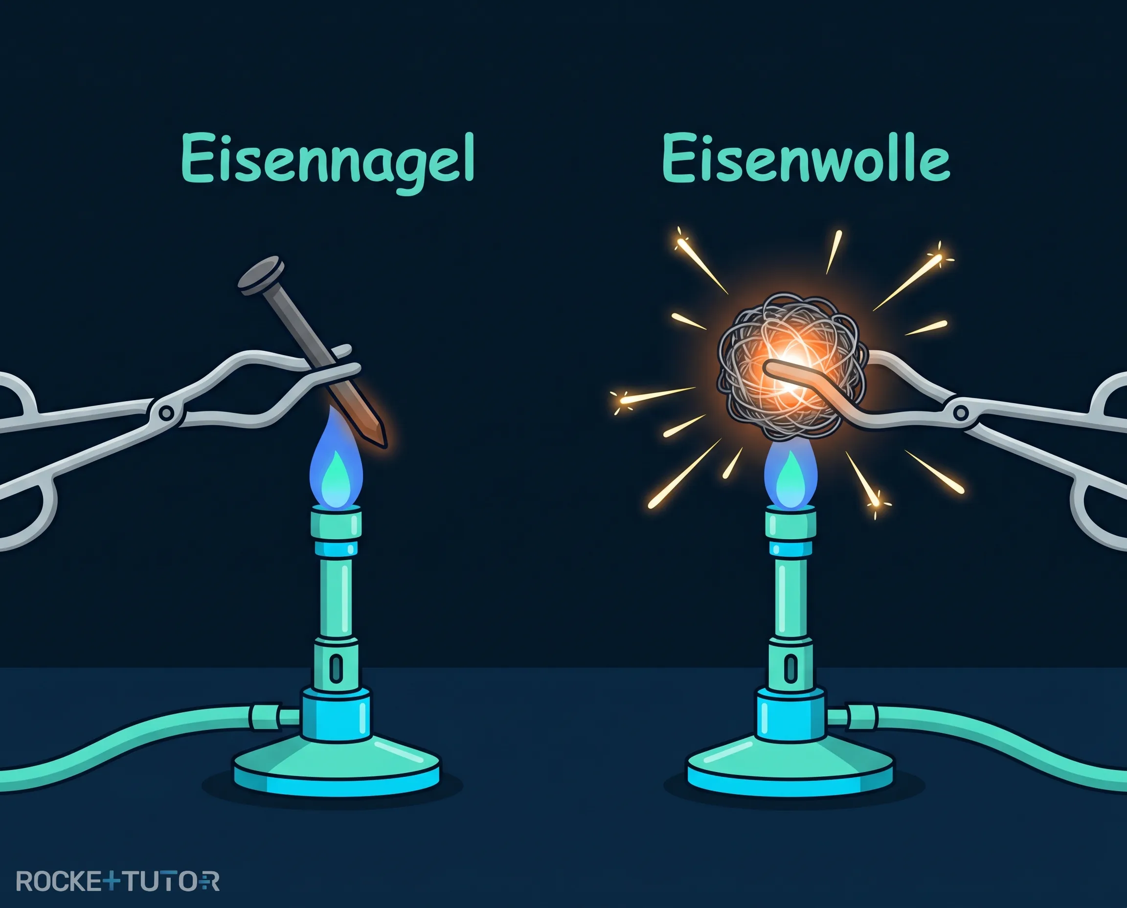 Eisenwolle verbrennt in der Flamme