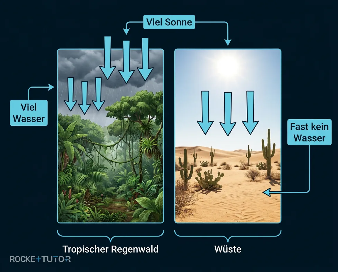 Zusammenhang Sonne und Wasser für Biome