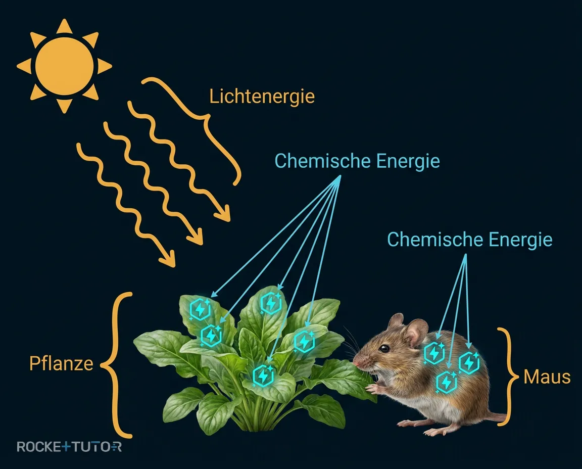 Nahrungskette Energieumwandlung Pflanze zu Tier