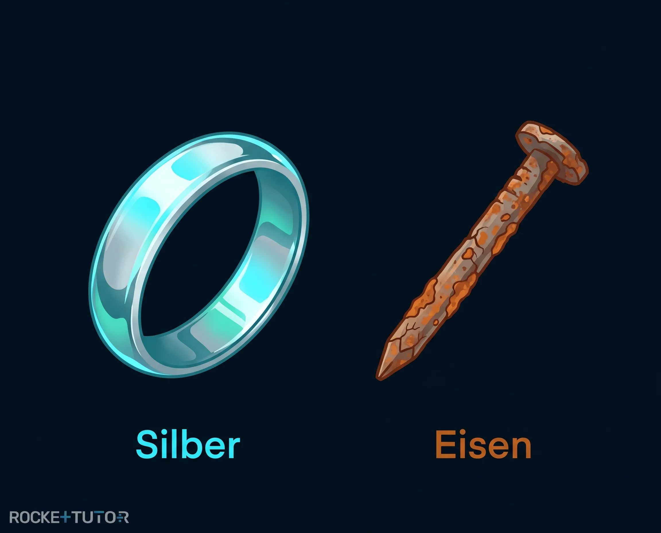 Rostige Kette und glänzender Ring