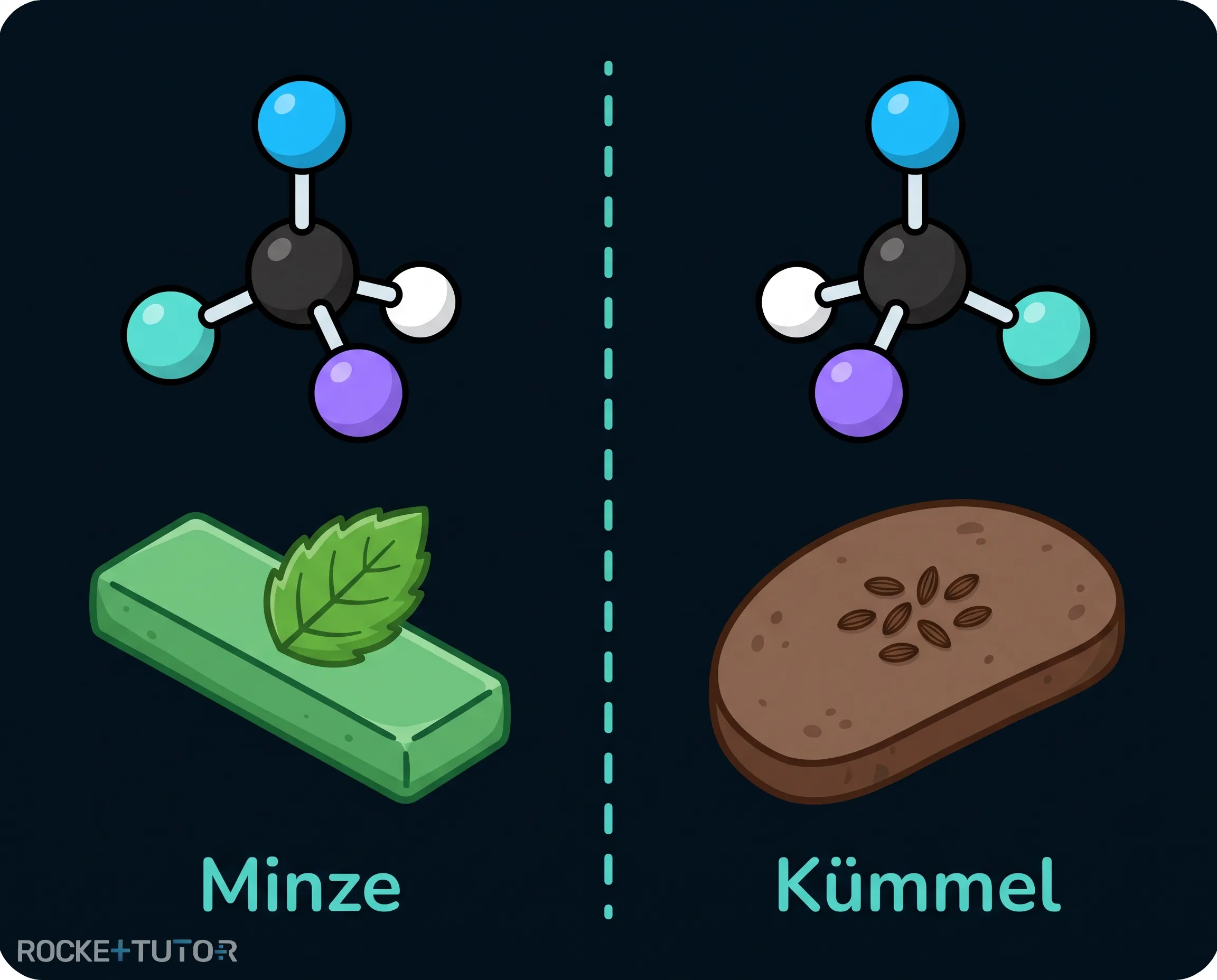 Zwei spiegelbildliche Moleküle