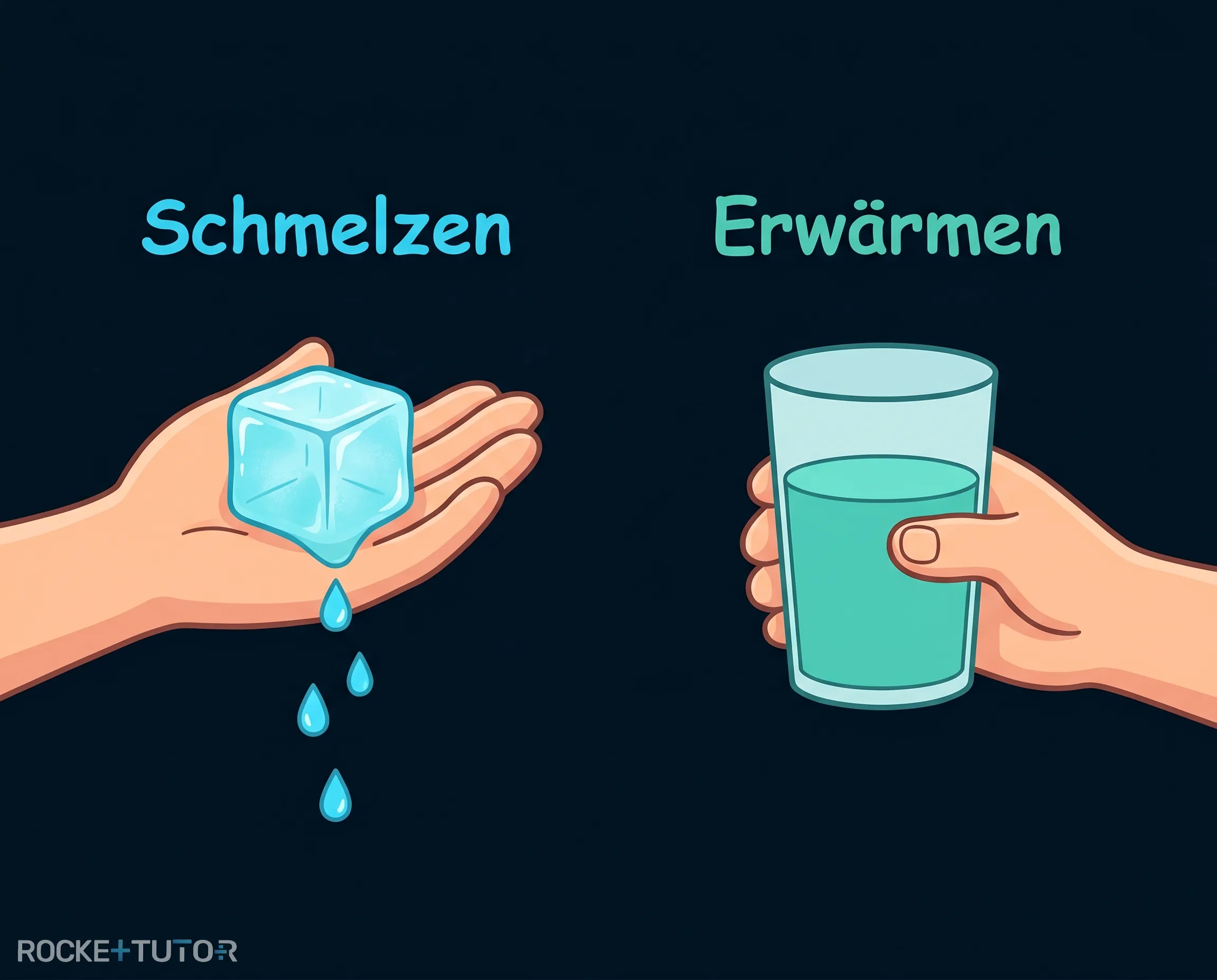 Eiswürfel schmilzt in Hand