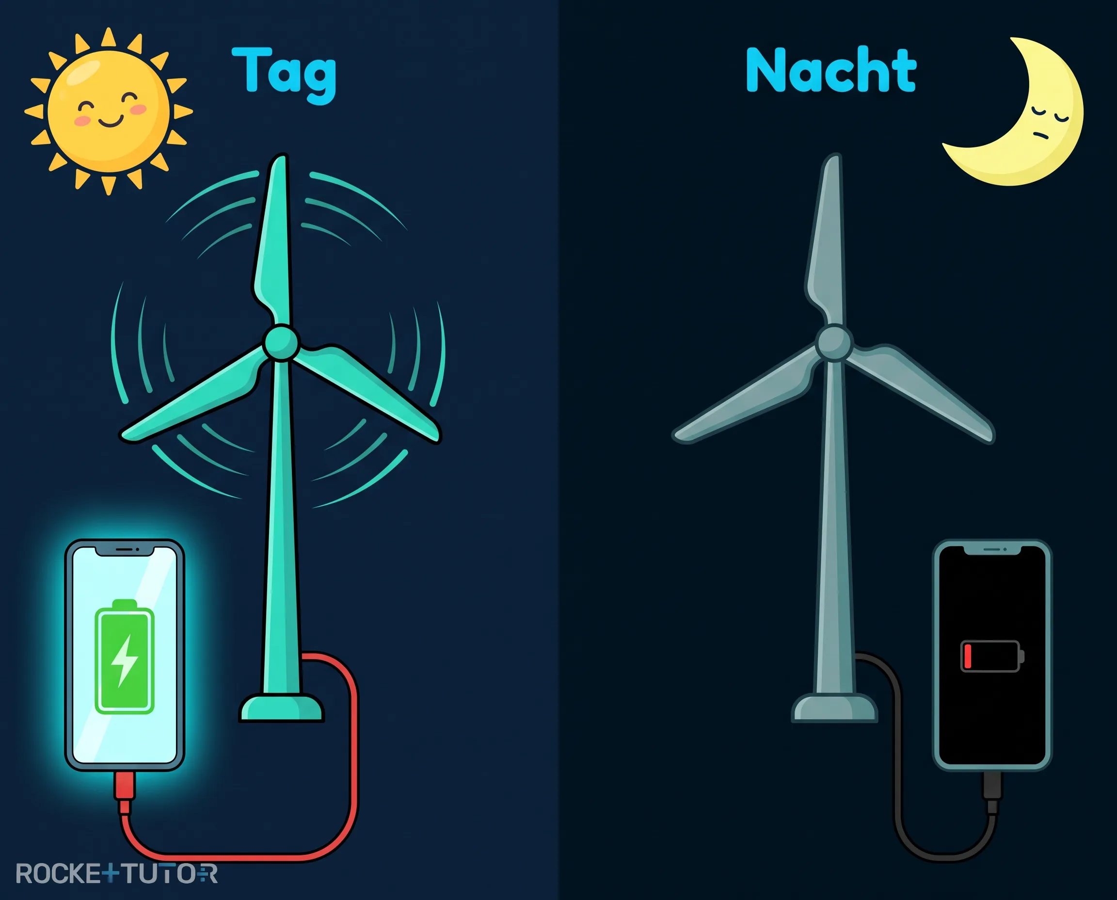 Windrad und Solarpanel