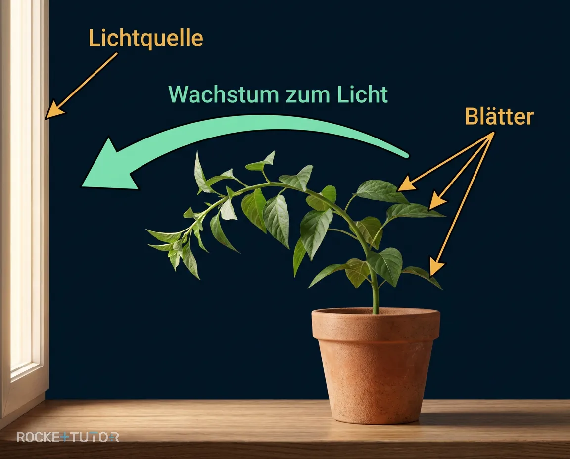 Pflanze wächst in Richtung Licht