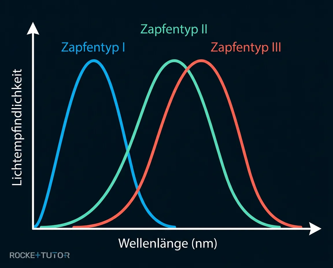 Diagramm der drei Zapfentypen