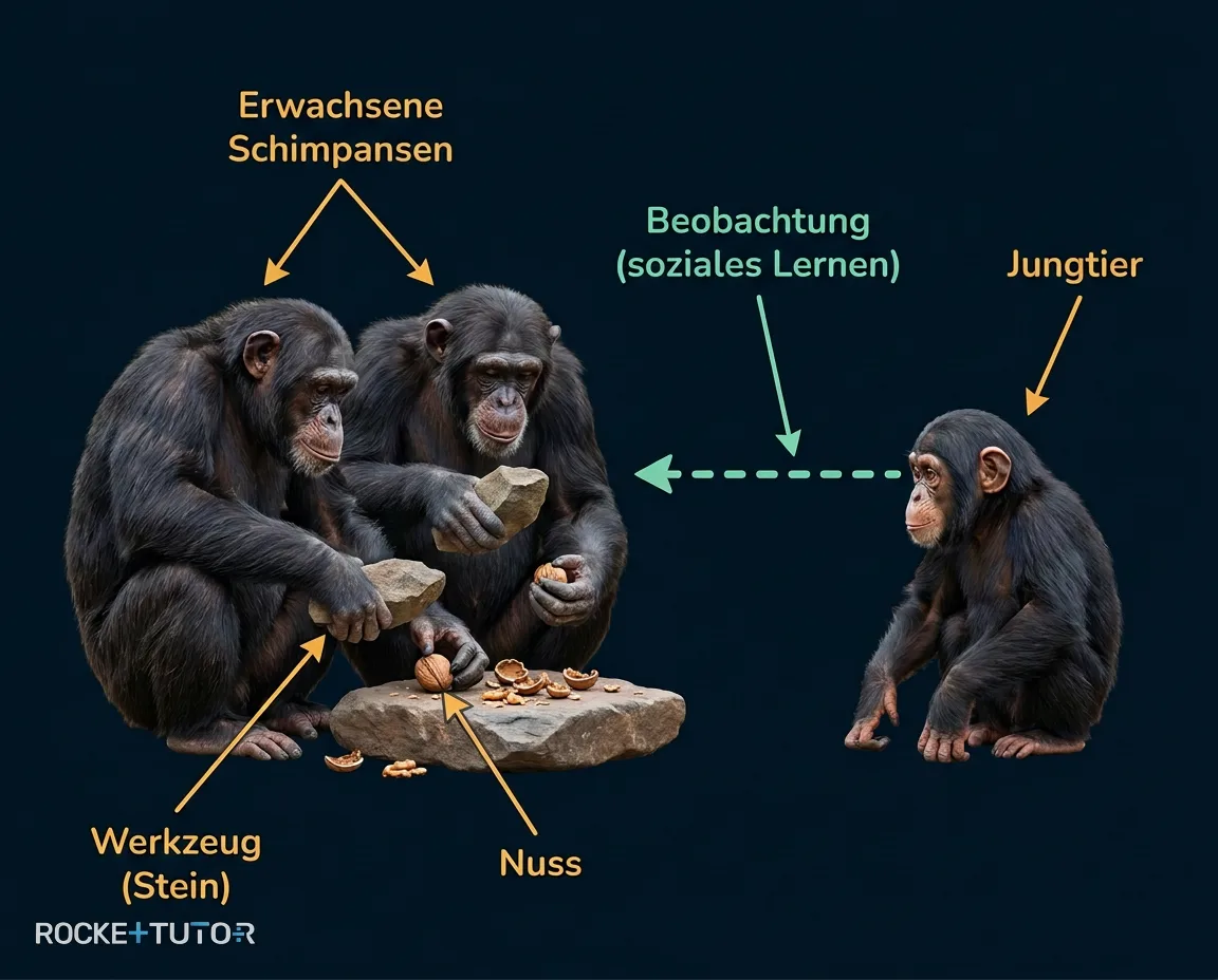 Schimpansen beim Nüsseknacken
