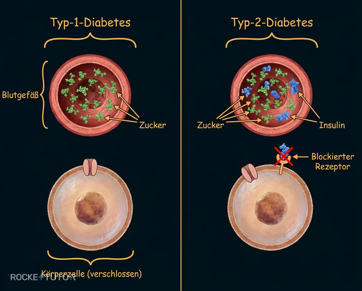 Vergleich Typ 1 und Typ 2 Diabetes