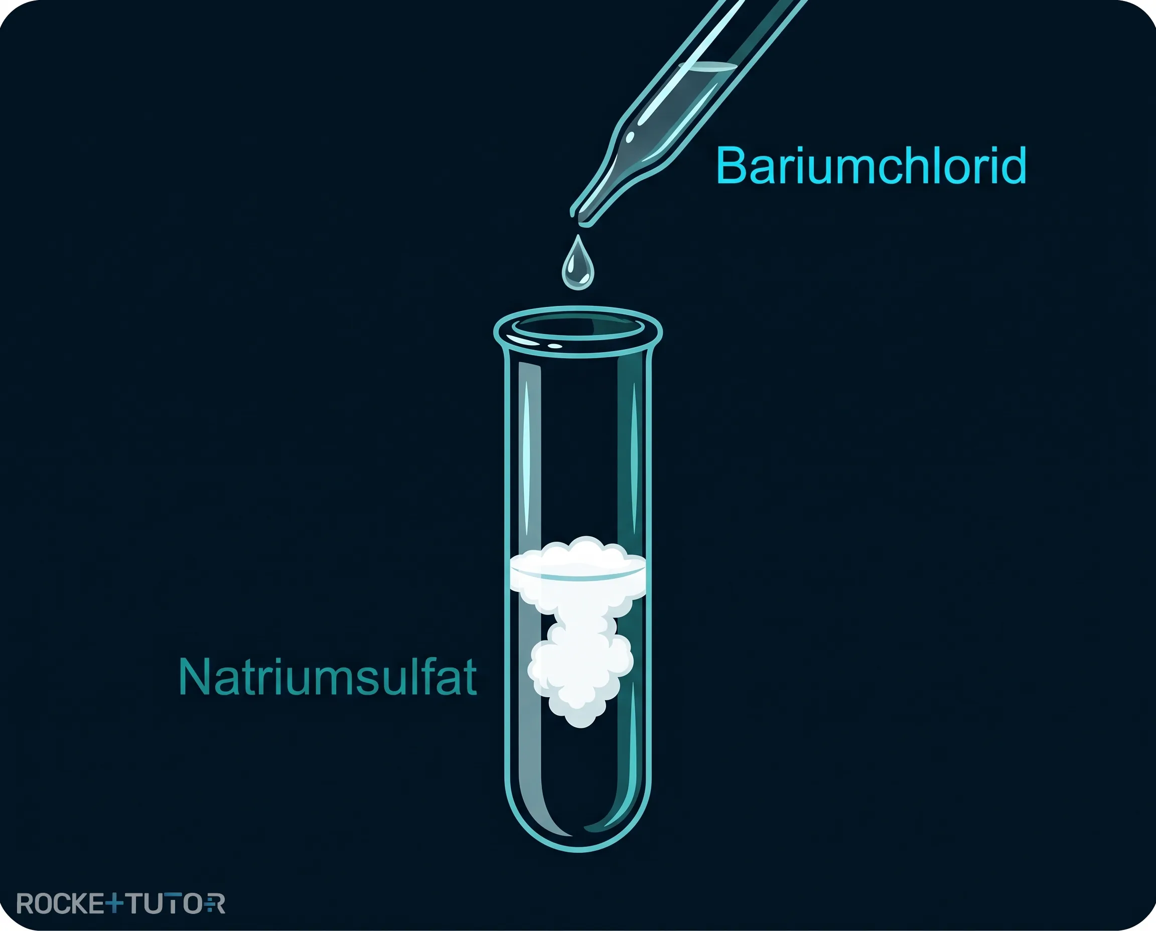 Pipette tropft Bariumchlorid in Sulfatlösung