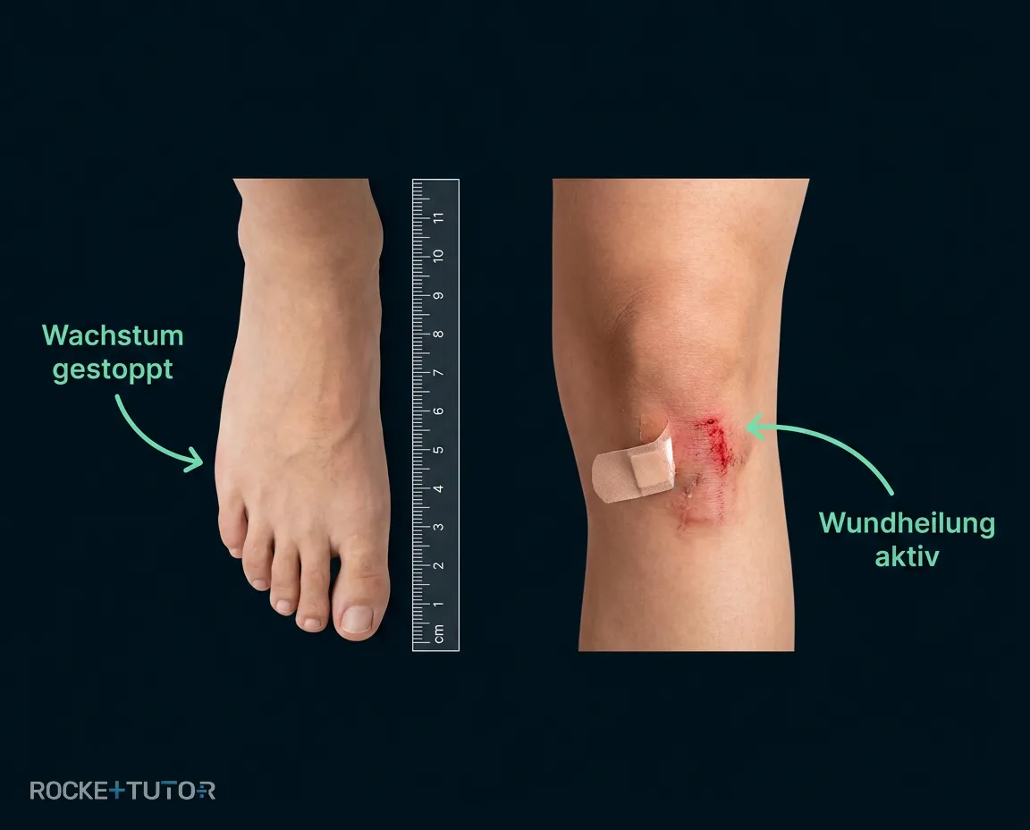 Junge wächst und Knie heilt