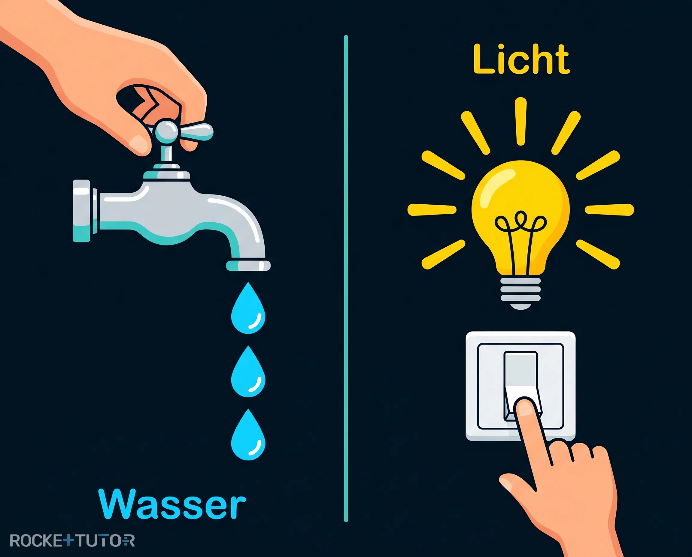 Glühbirne leuchtet auf Knopfdruck