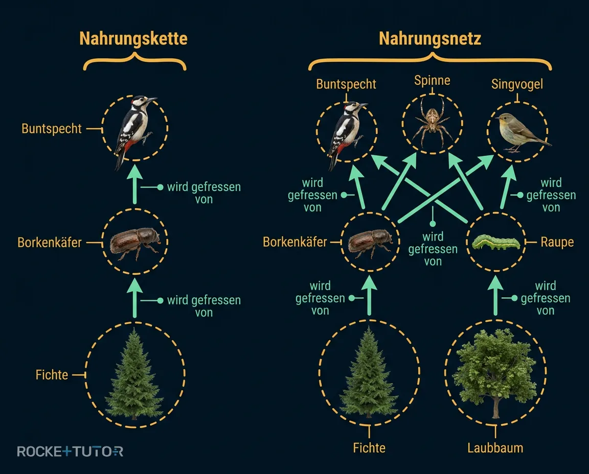 Nahrungsnetz im stabilen Mischwald