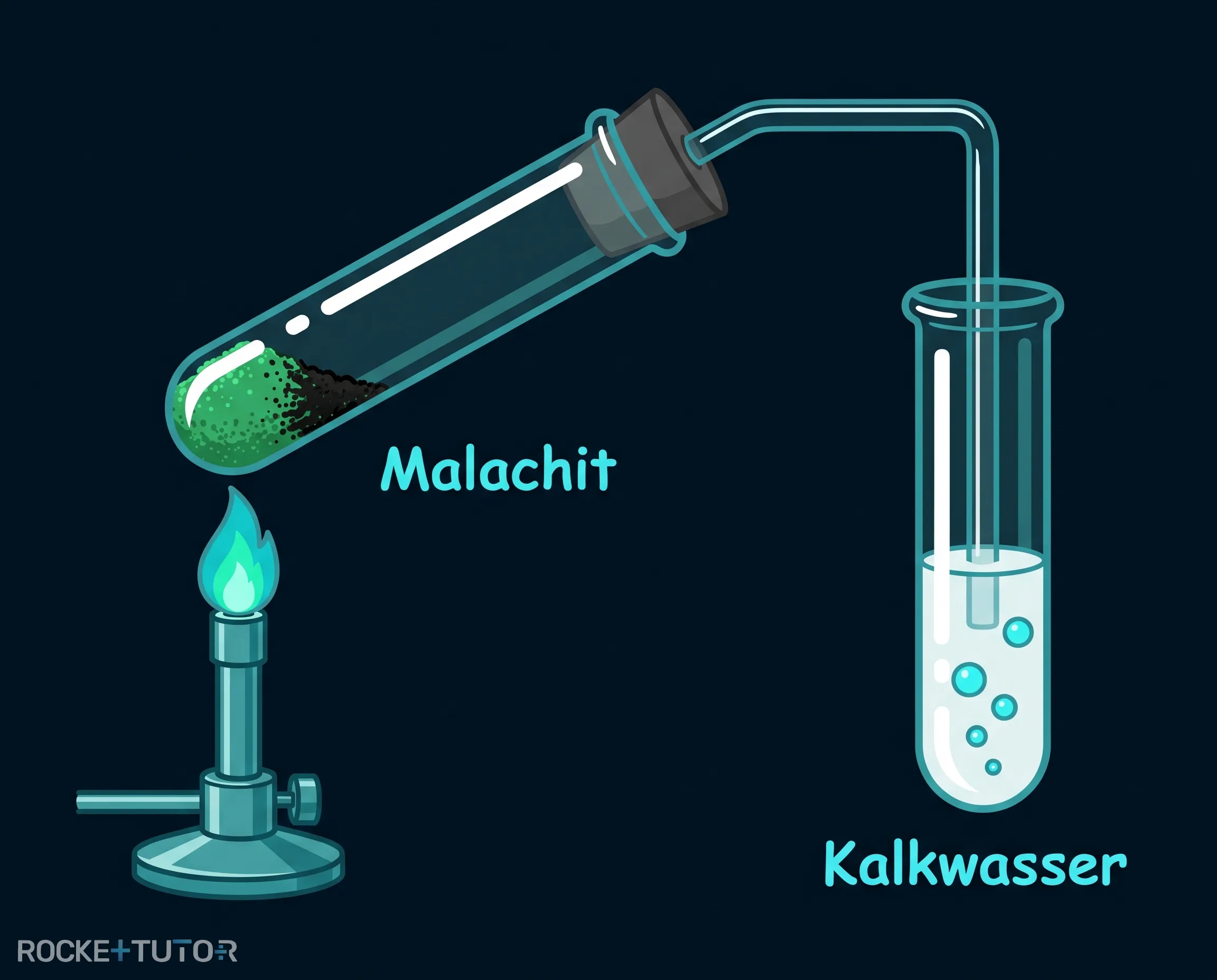 Erhitzen von Malachit Experiment