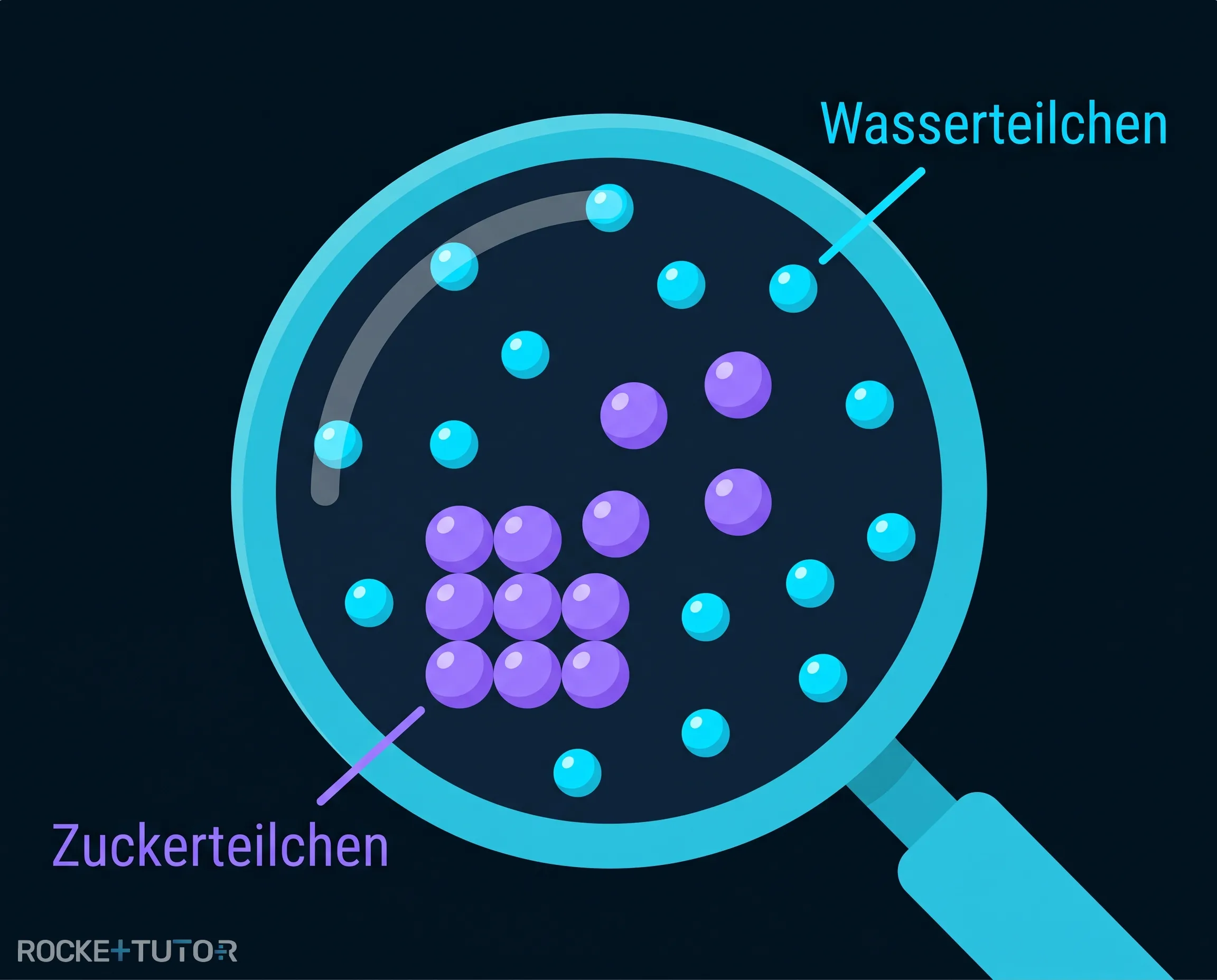 Zuckerteilchen lösen sich im Wasser
