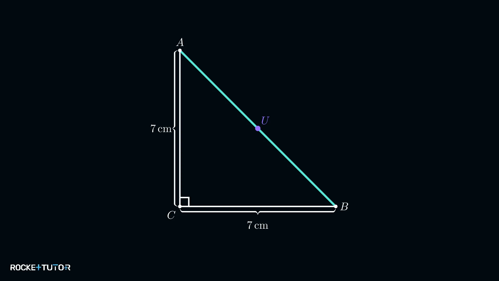 Hypotenuse des gleichschenkligen rechtwinkligen Dreiecks mit U