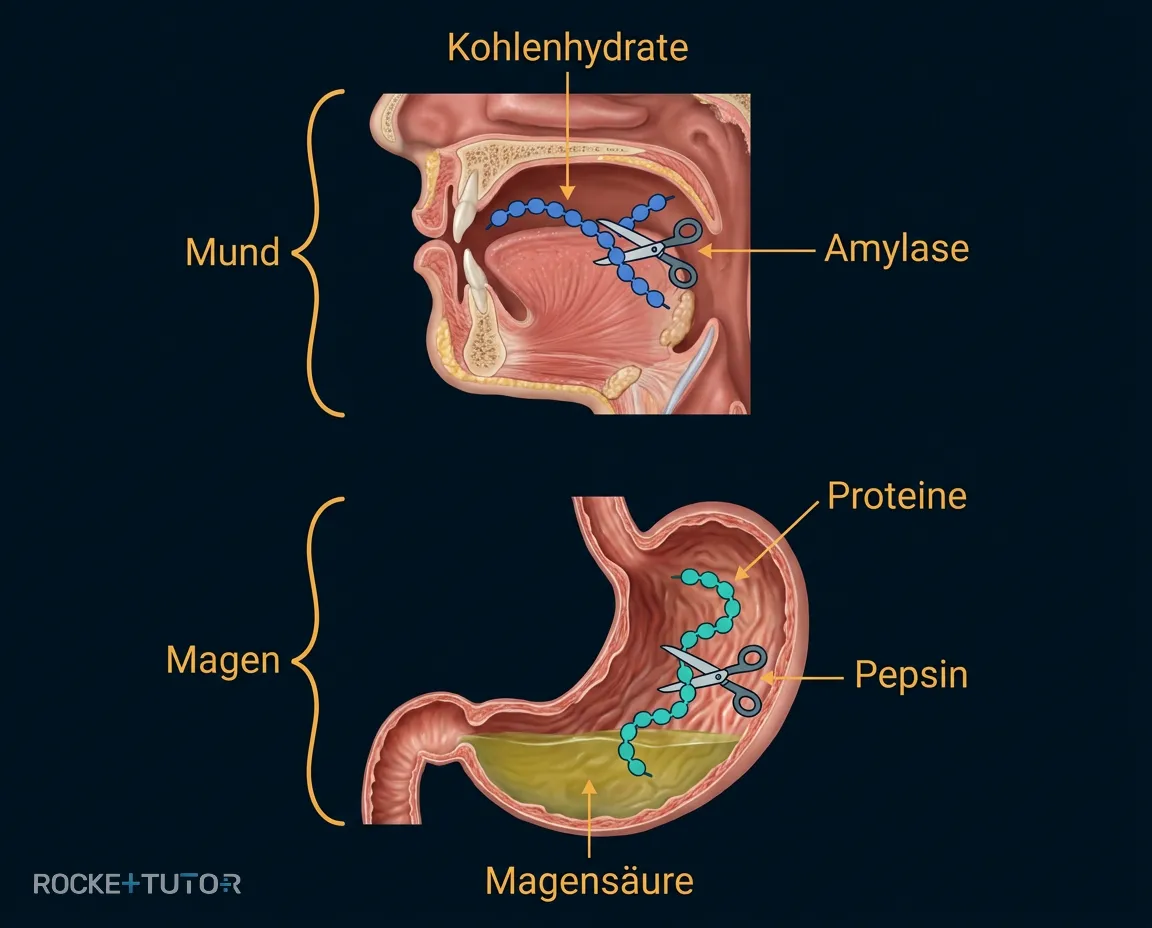Verdauung in Mund und Magen