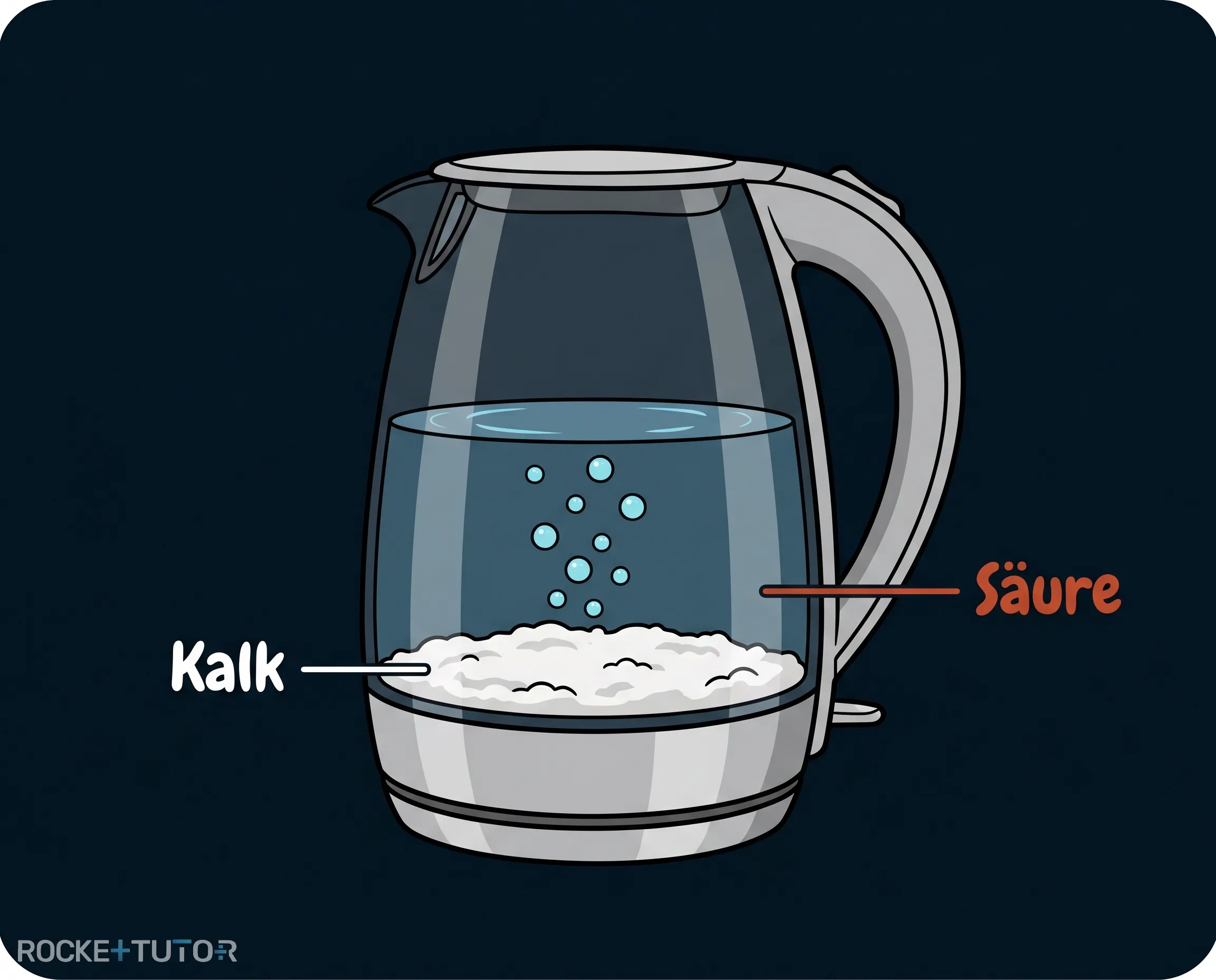 Verkalkter Wasserkocher mit Säure