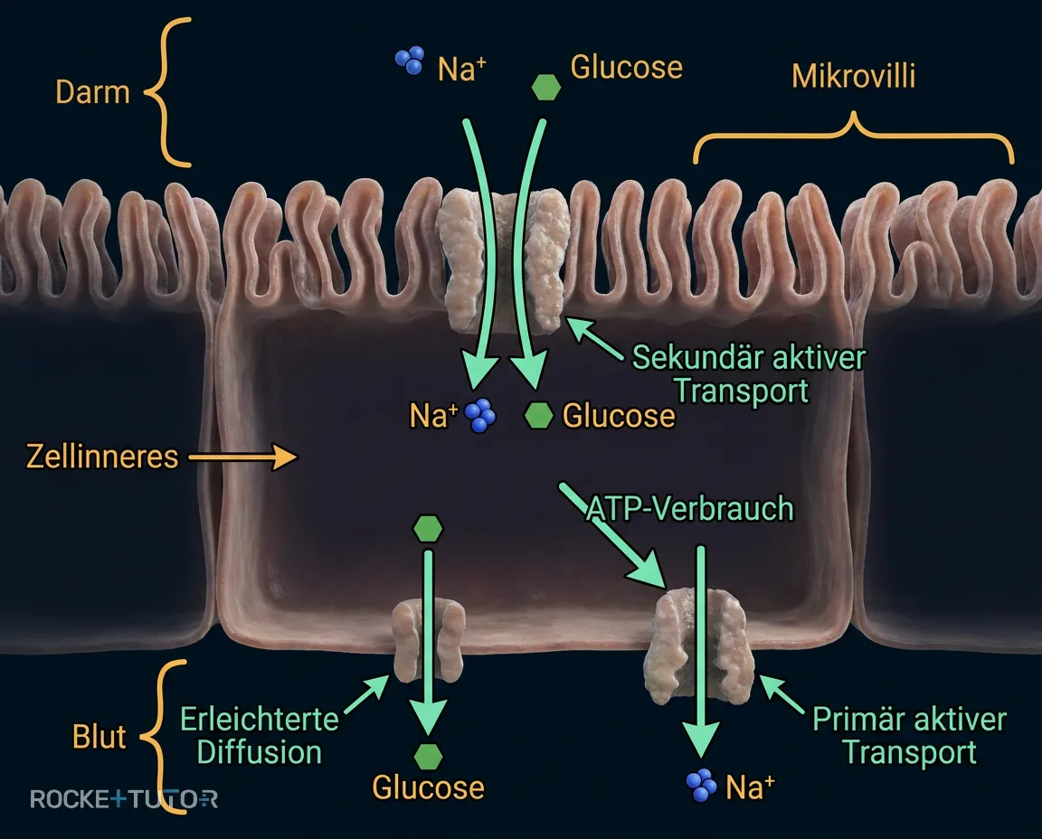 Sekundär aktiver Transport von Glucose