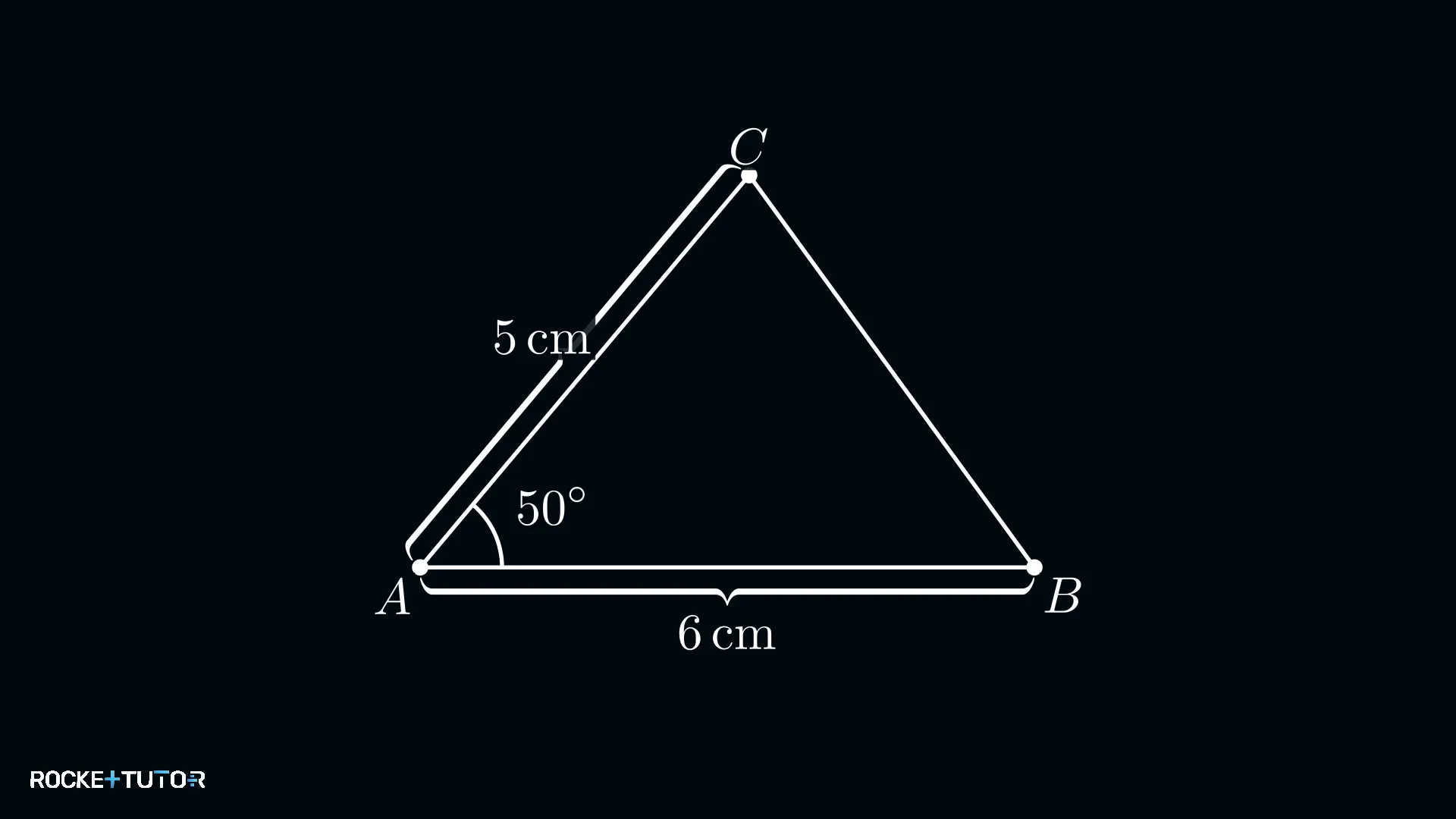 Dreieck mit c=6cm, b=5cm und Alpha=50 Grad