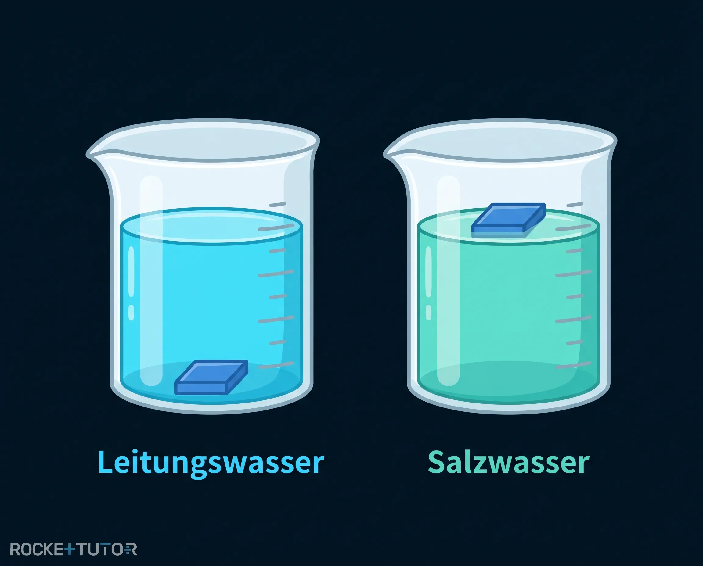 Schwimmtest von Kunststoffen im Becherglas