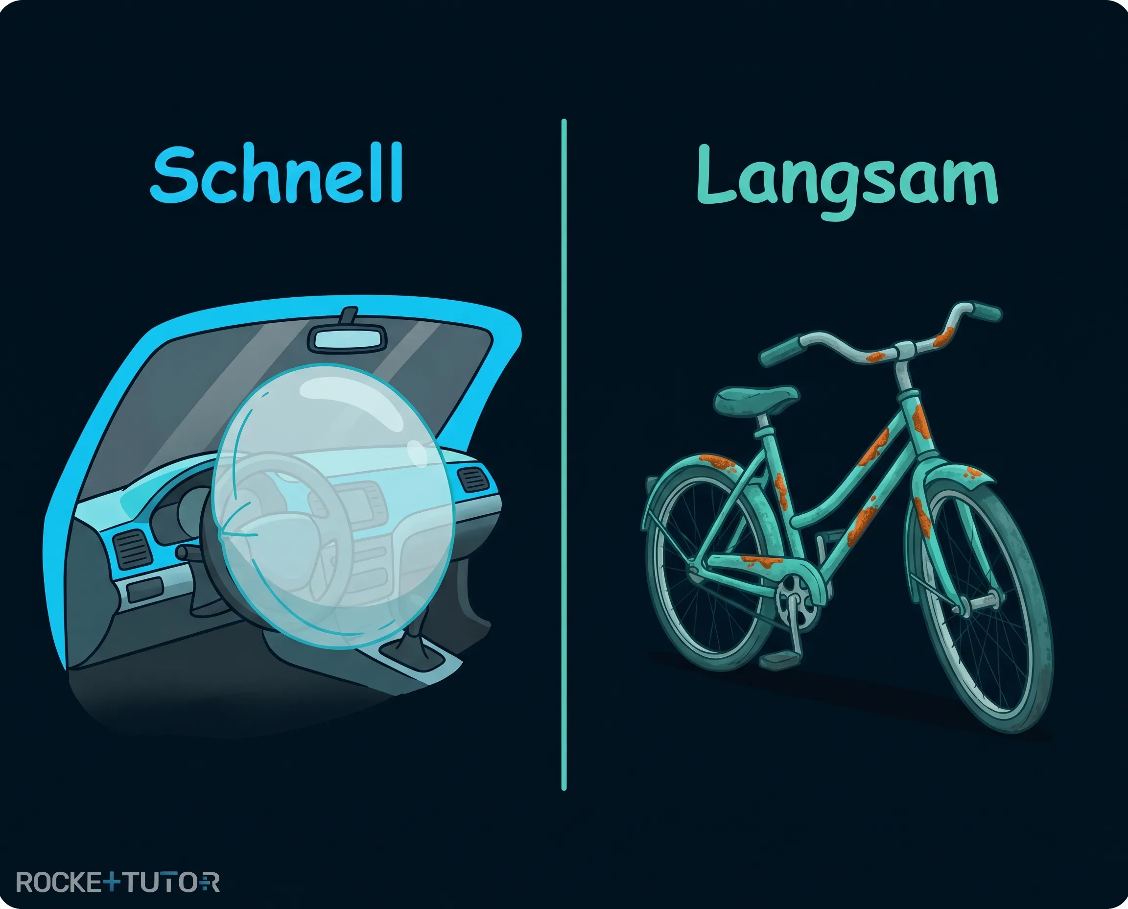 Airbag und rostendes Fahrrad
