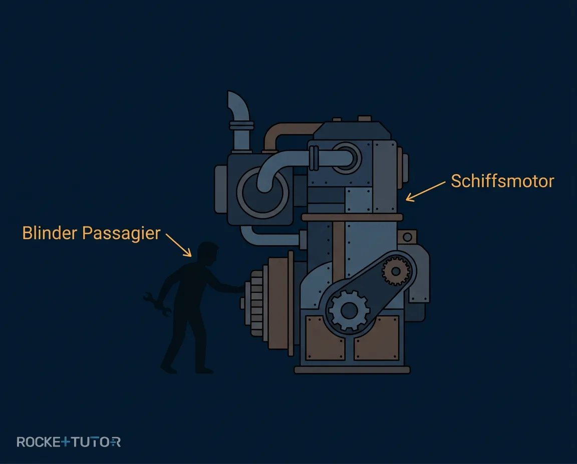 Blinder Passagier auf Schiff