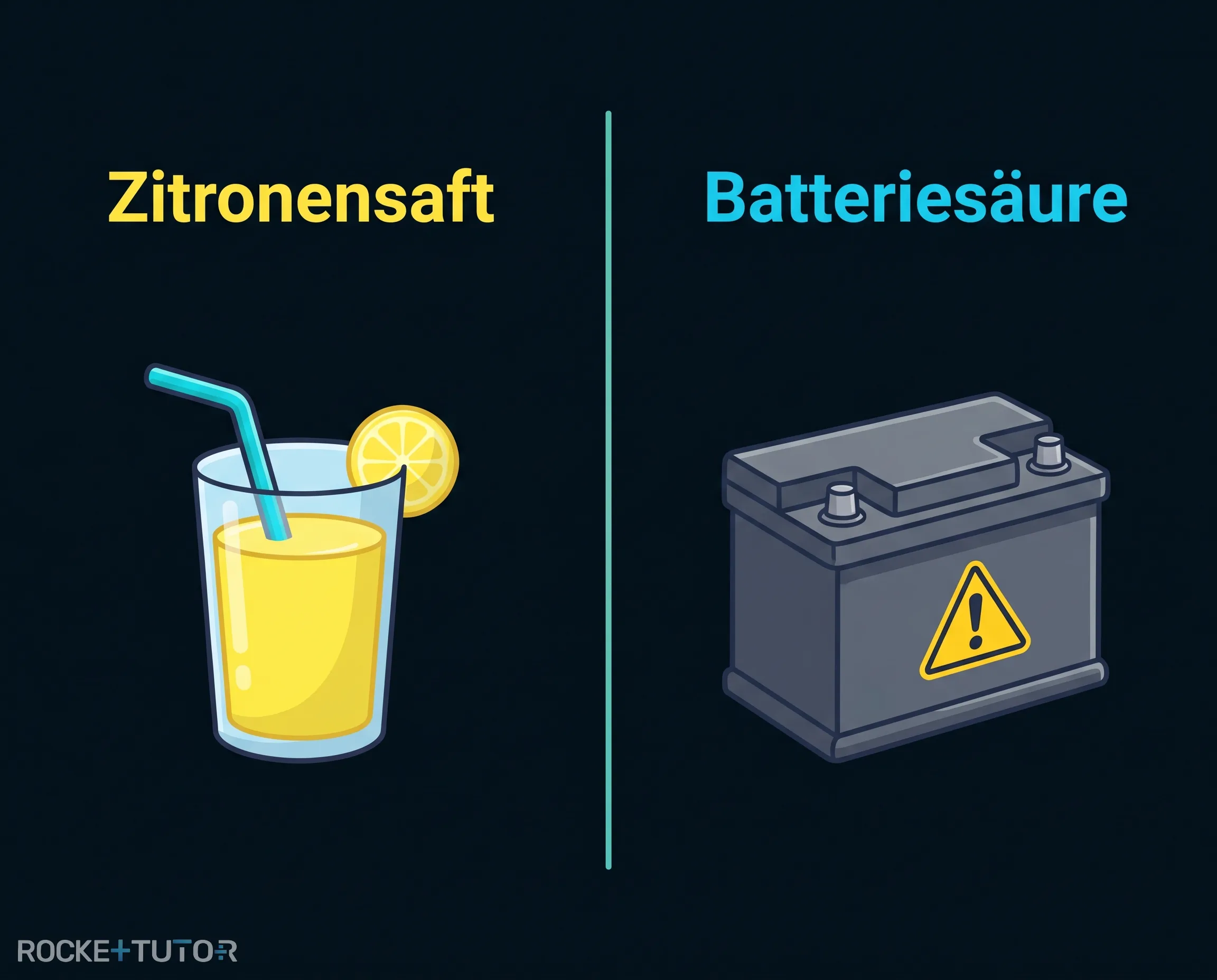 Zitronensaft und Batteriesäure Vergleich