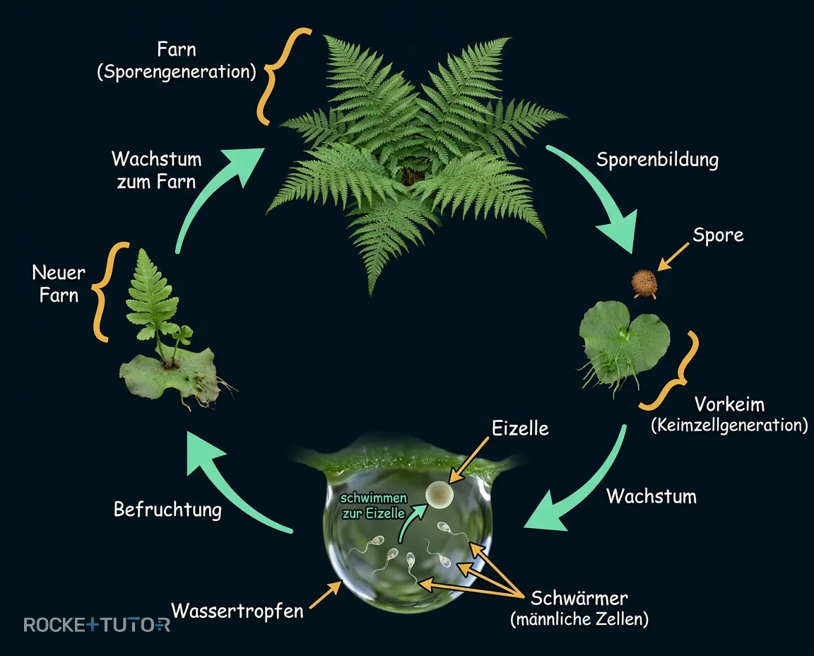 Befruchtung am Vorkeim durch einen Wassertropfen