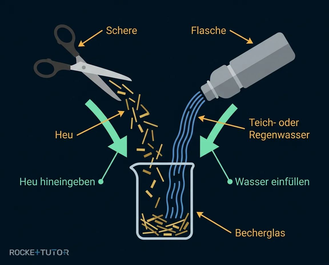 Glas mit Heuaufguss und Kahmhaut