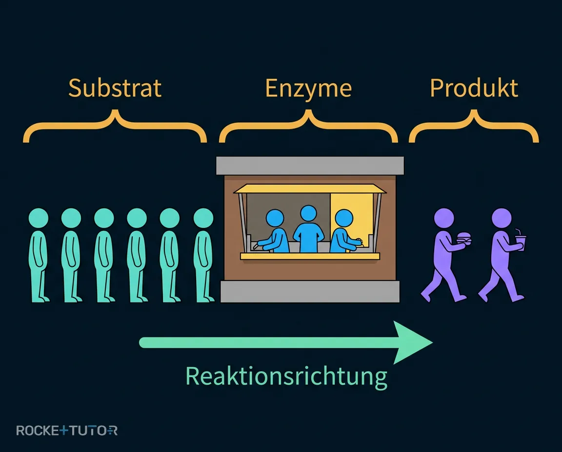 Budenmodell mit Substrat und Enzymen