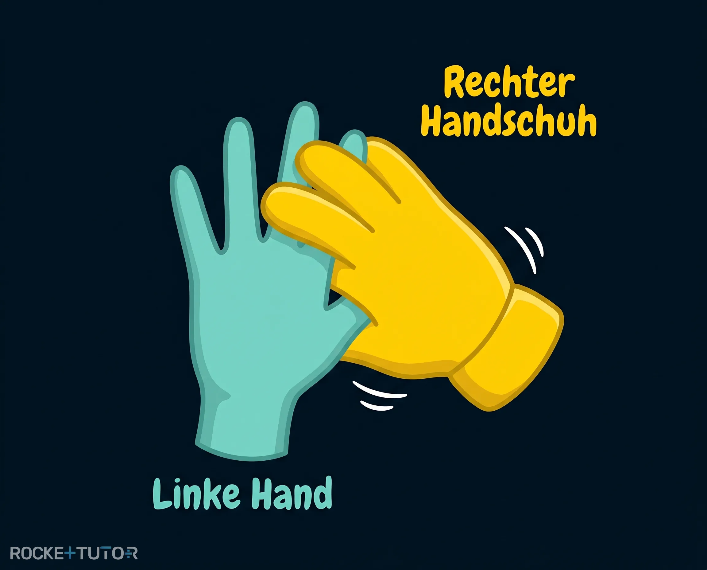 Zwei spiegelbildliche Hände und Handschuhe