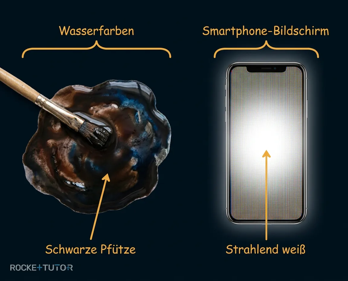 Wasserfarben und leuchtender Bildschirm
