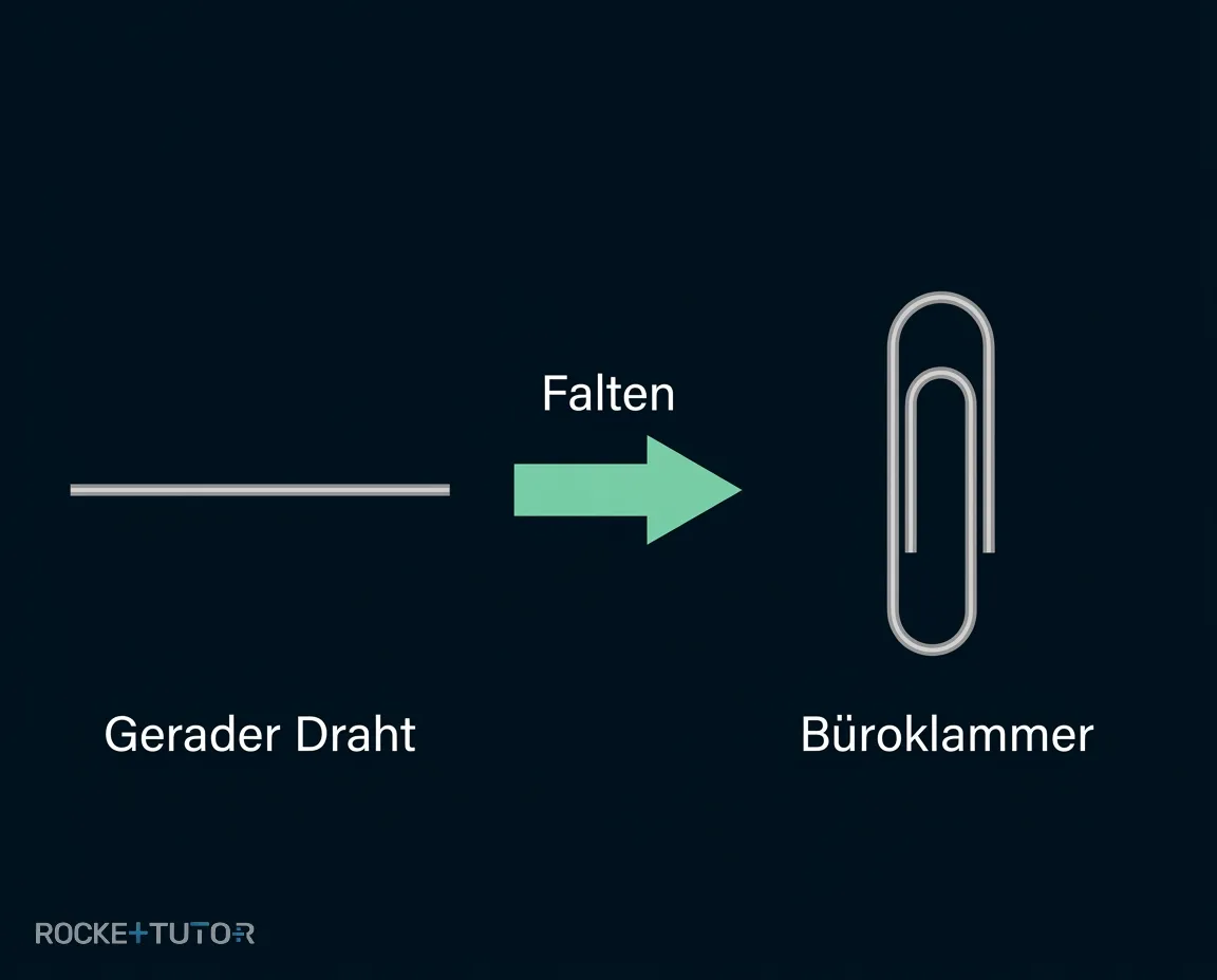 Draht wird zur Büroklammer gefaltet