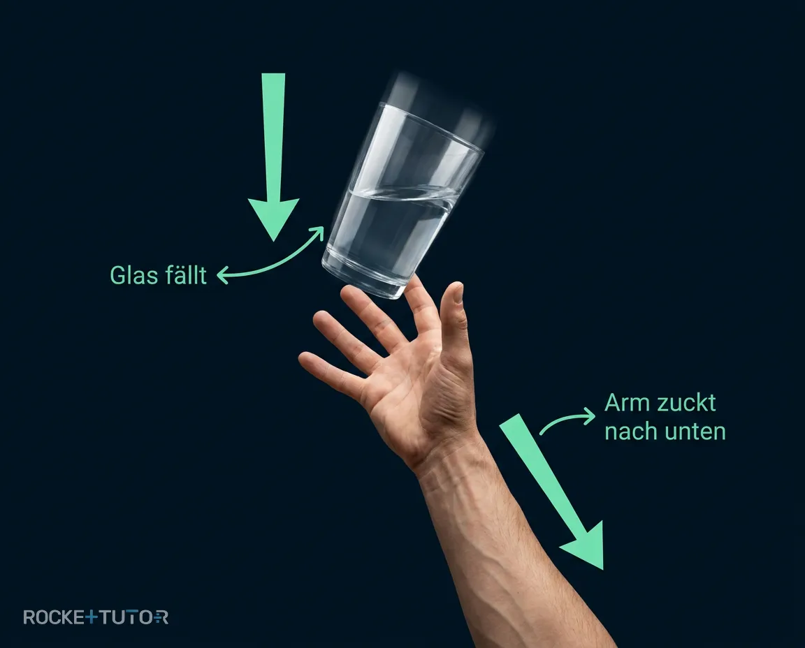 Junge fängt fallendes Glas