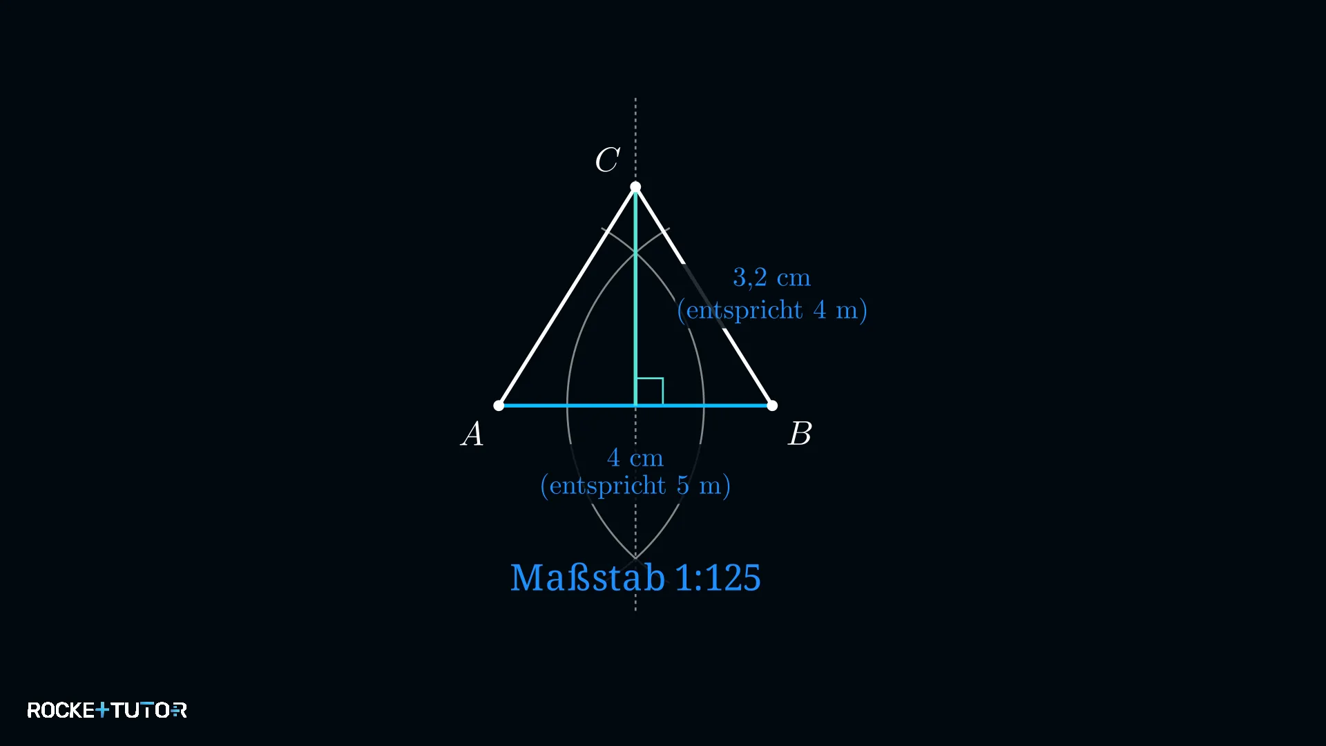 Glasdach-Seitenfläche als Dreieck im Maßstab 1:125