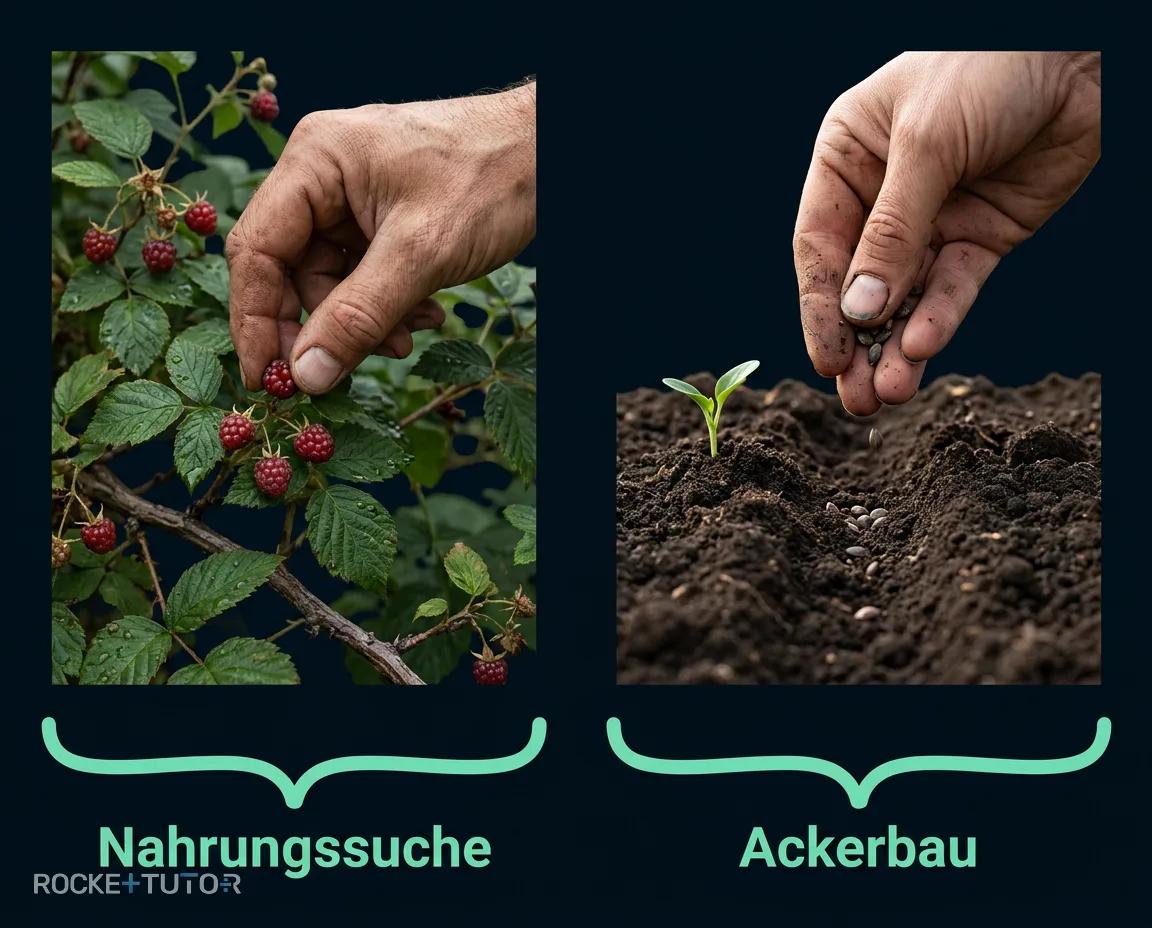 Frühe Menschen beim Sammeln