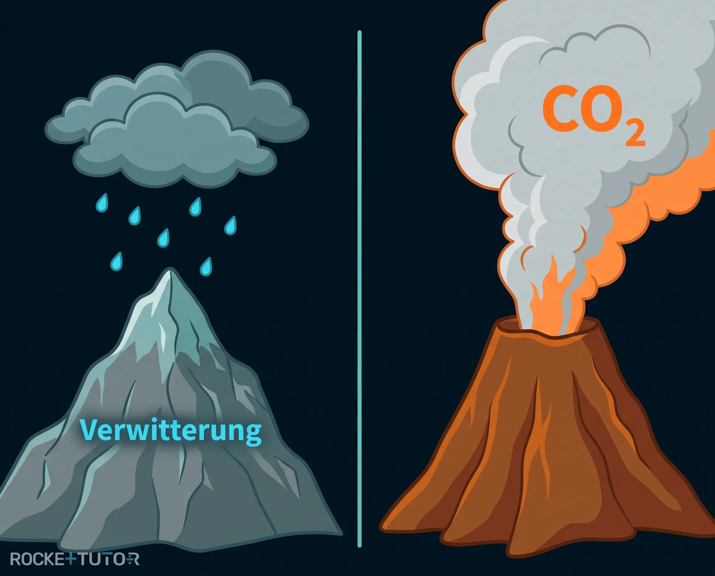 Schema des geologischen Kohlenstoffkreislaufs
