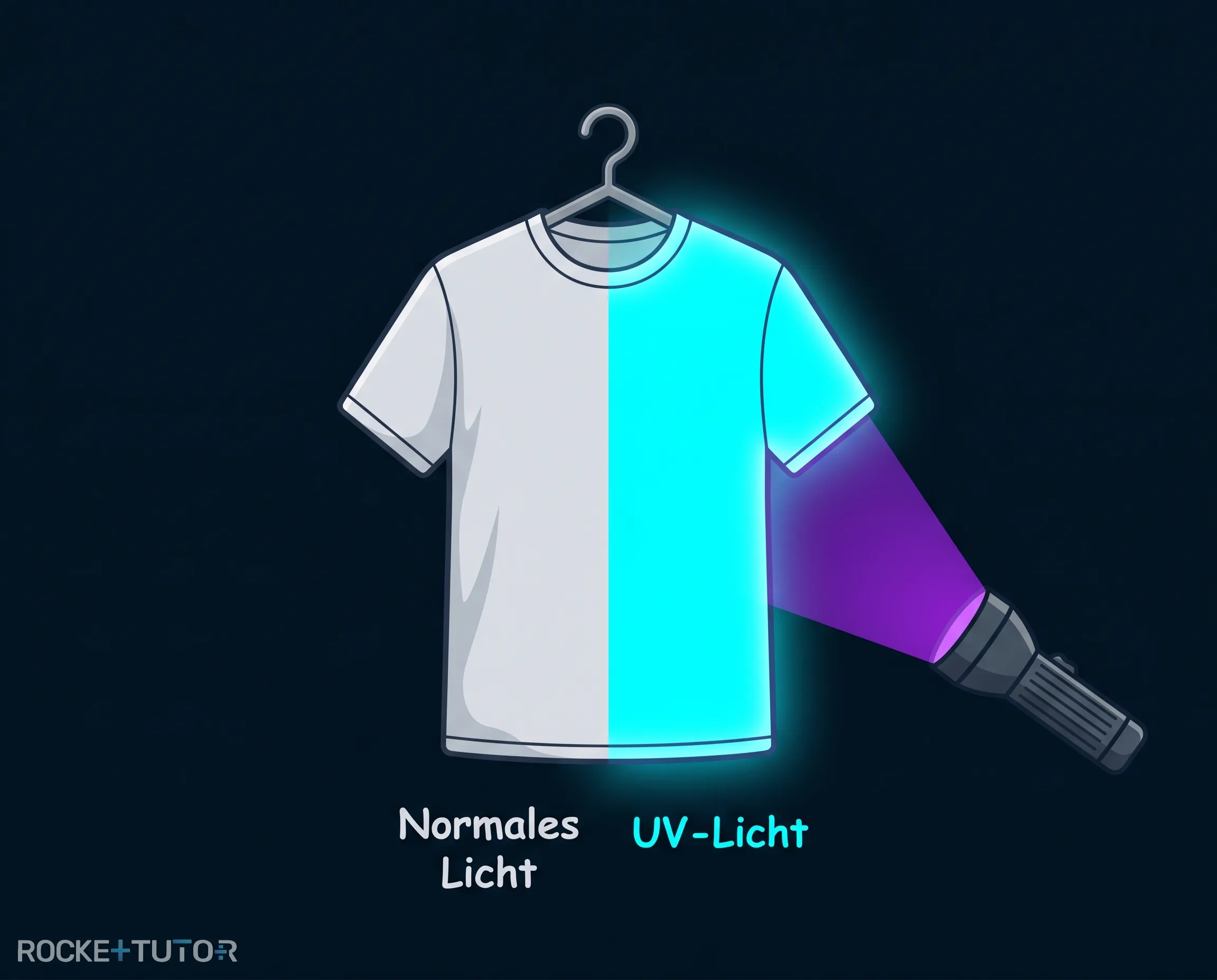T-Shirt unter Schwarzlicht und Karotten