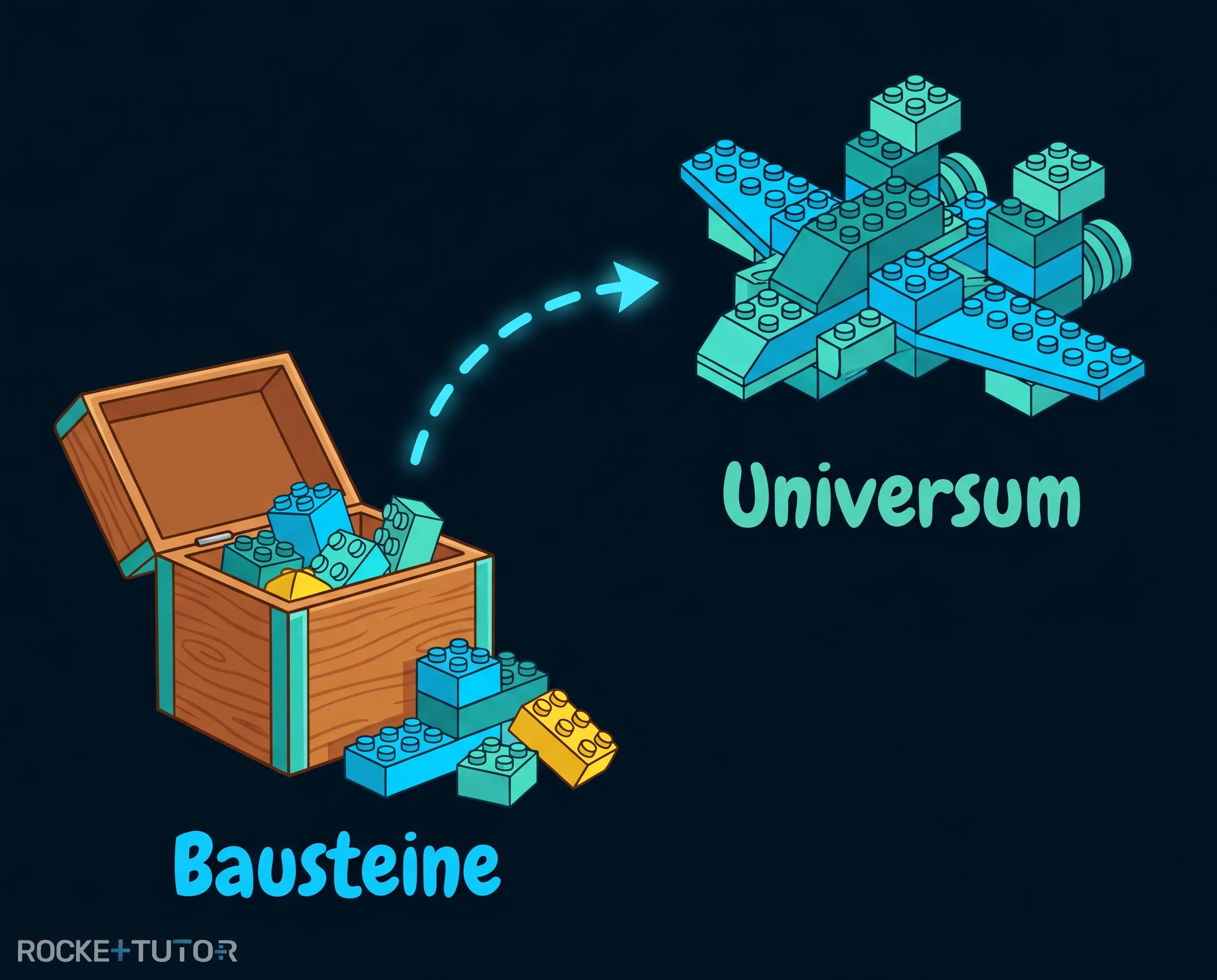 Bunte Legosteine als Analogie für Atome