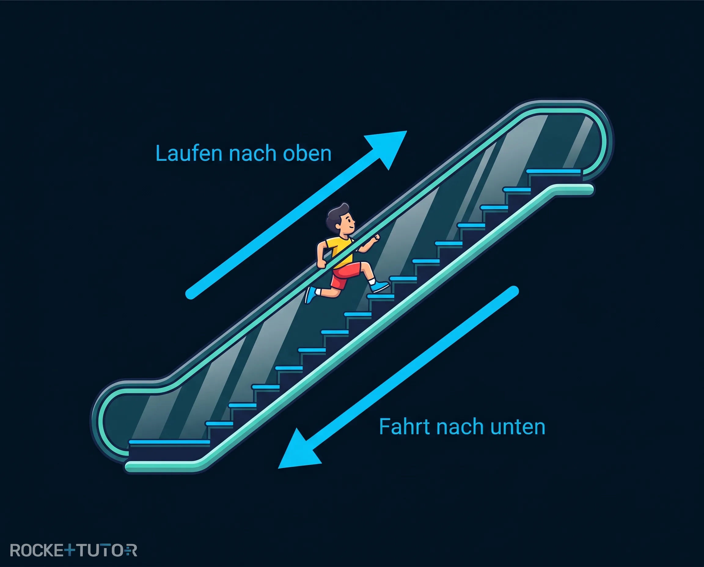 Person auf einer Rolltreppe