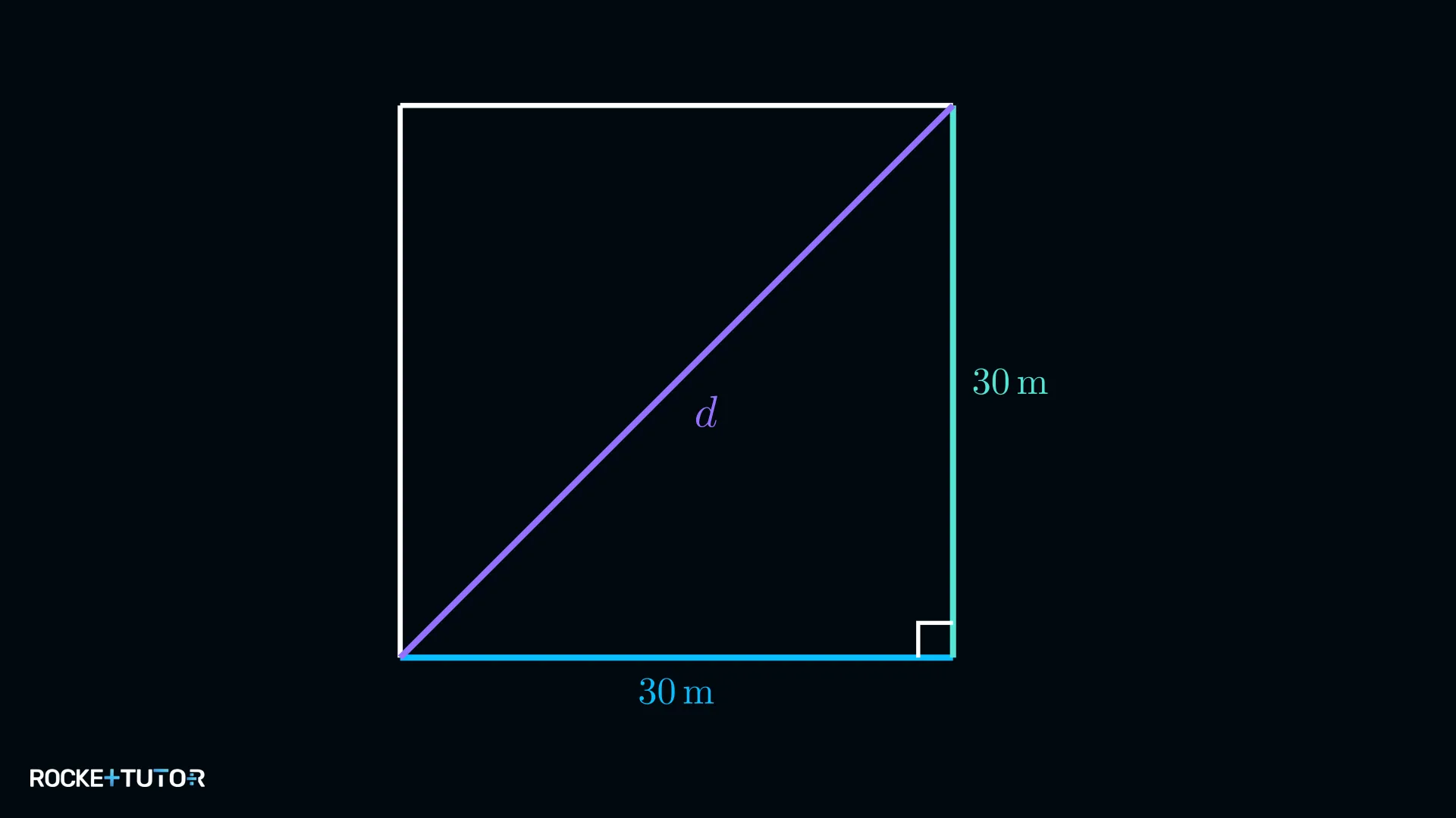 Quadratisches Grundstück mit Diagonale als Hypotenuse